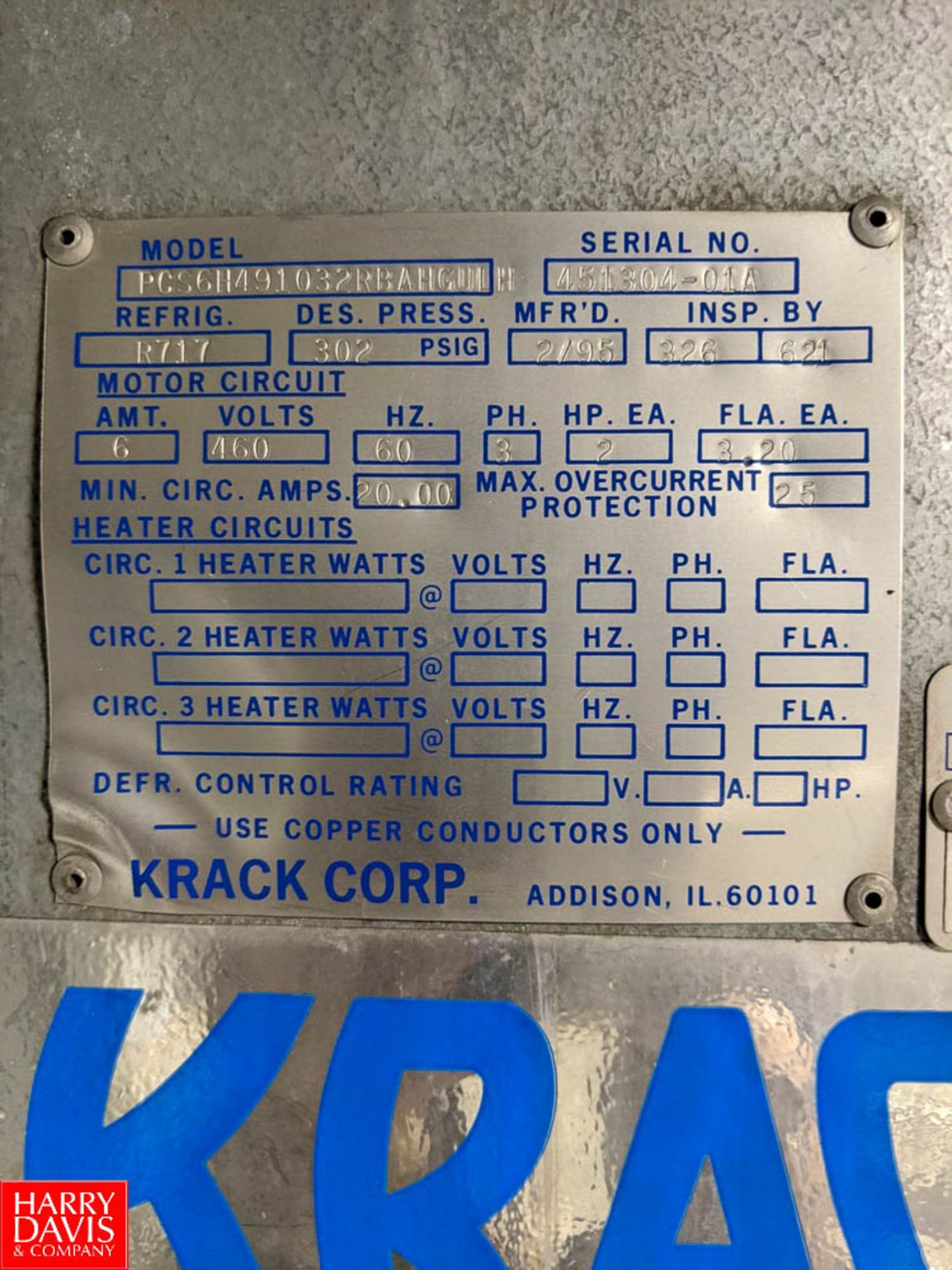 Krack 6-Fan Evaporator Model PCS6H491032RBAHGULH : SN 451304-01A Rigging Fee: $700 - Image 2 of 3