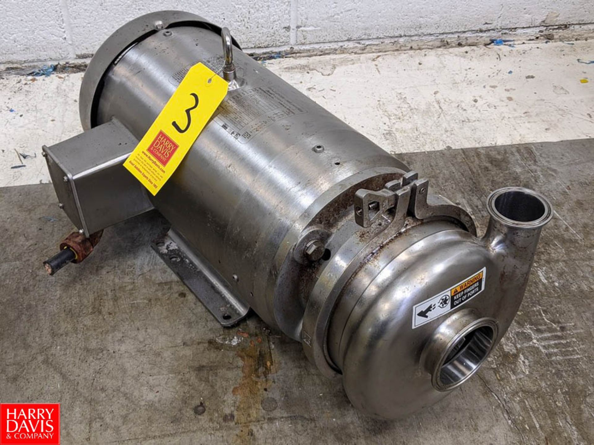 Waukesha Cherry Burrell Centrifugal Pump, with S/S Clad Baldor 10 HP 3,500 RPM Motor Rigging Fee: $