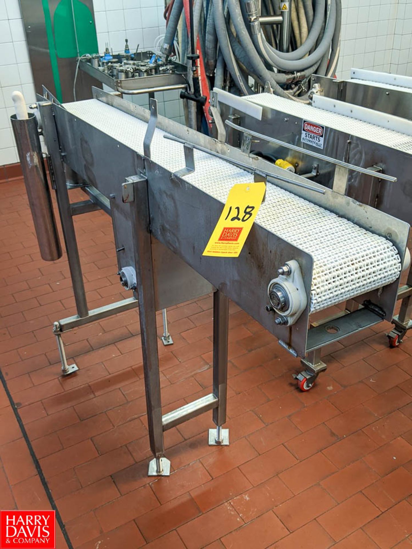 5'L Powered S/S Conveyor with 8" Sanitary Belting Rigging Fee: $150