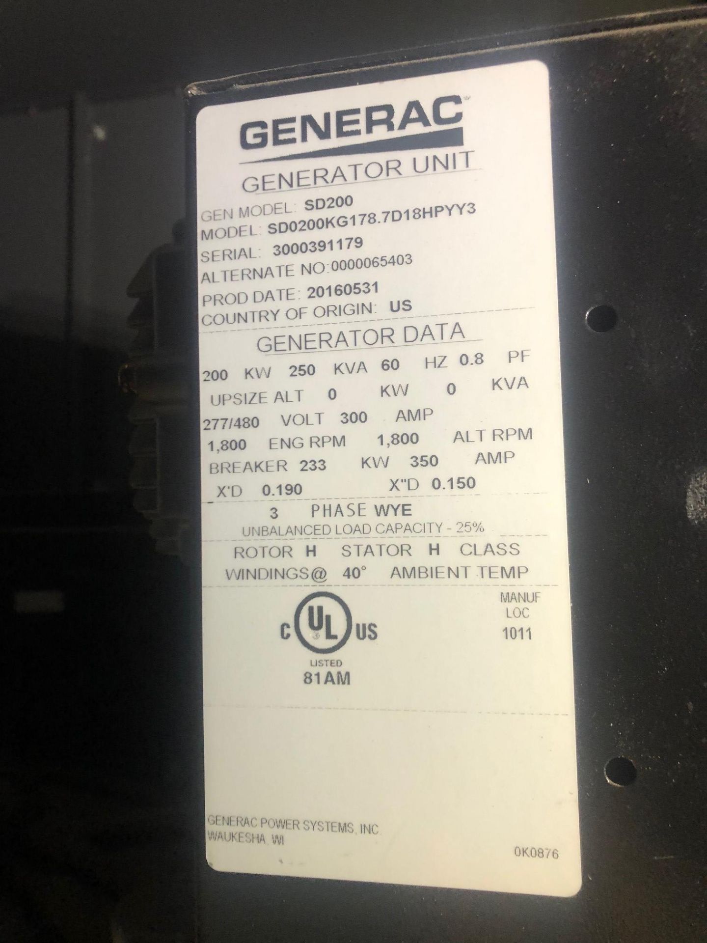 2016 Generac SD200 Diesel Generator - Image 5 of 5