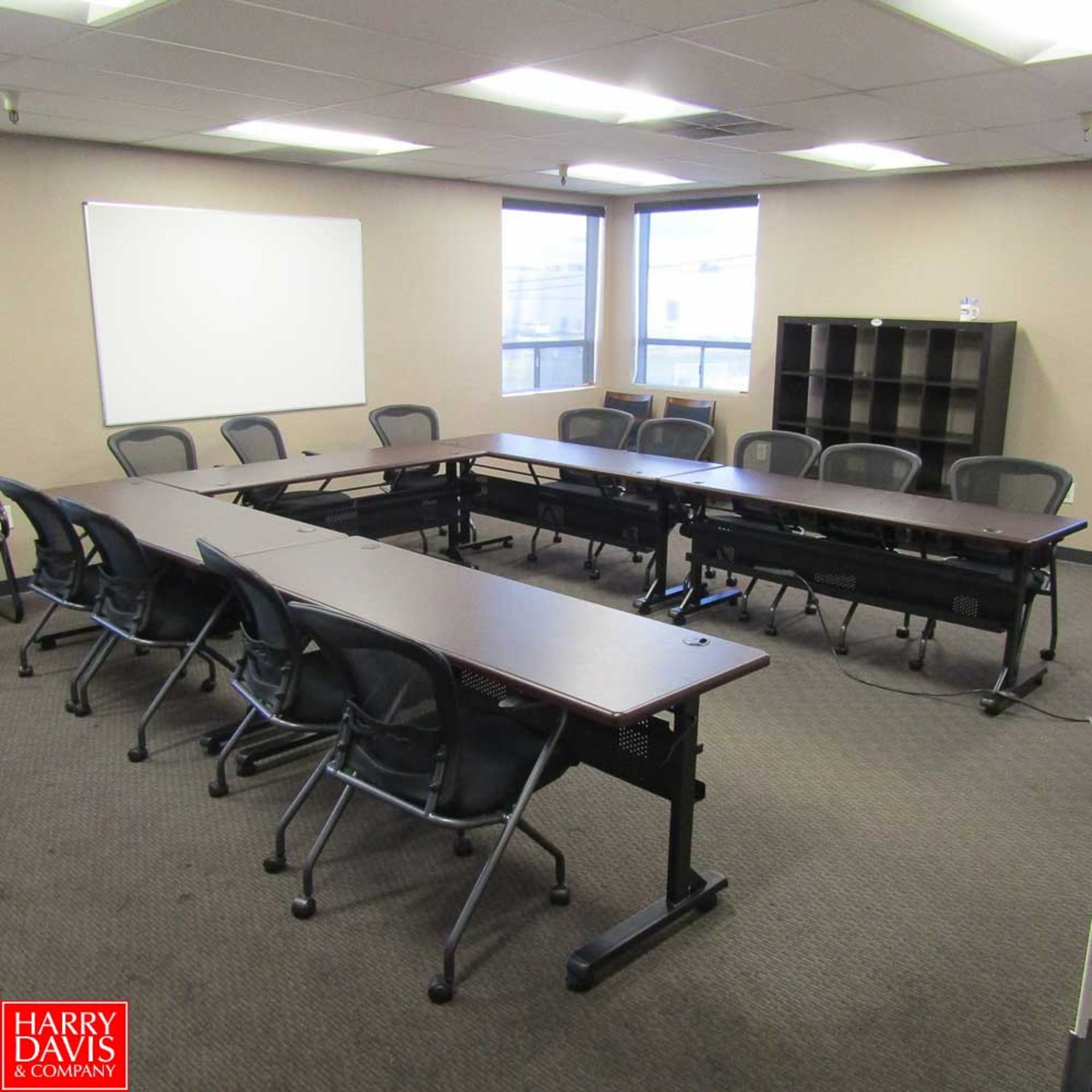 Remaining Contents of Training Room Including: Tables, Computer Chairs, Plastic Chairs Rigging