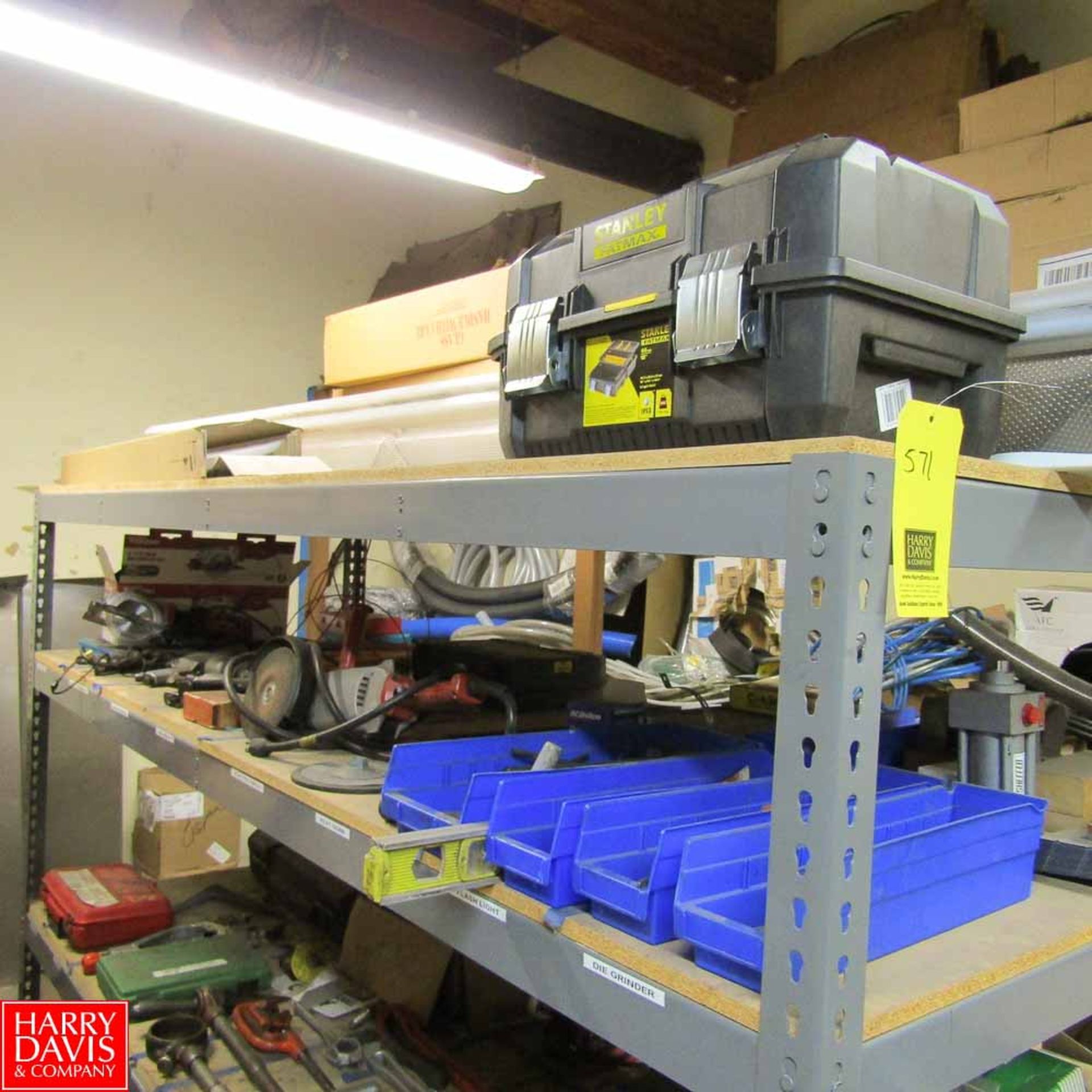 Shelving Unit with Contents Including: Assorted Hand Tools, Grinders, Pipe Wrenches Rigging Fee: - Image 3 of 3