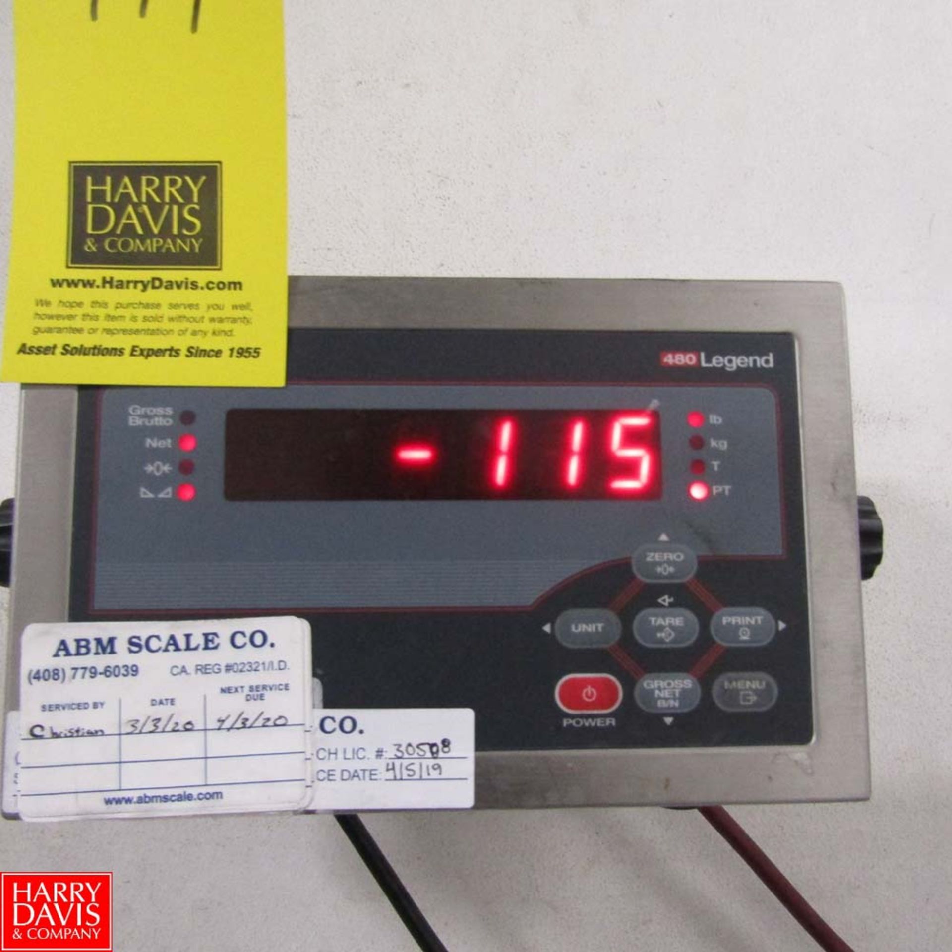 ABM Scale Co. Floor Scale with 480 Legend Plus Digital Read Out Rigging Fee: 100 - Image 2 of 2