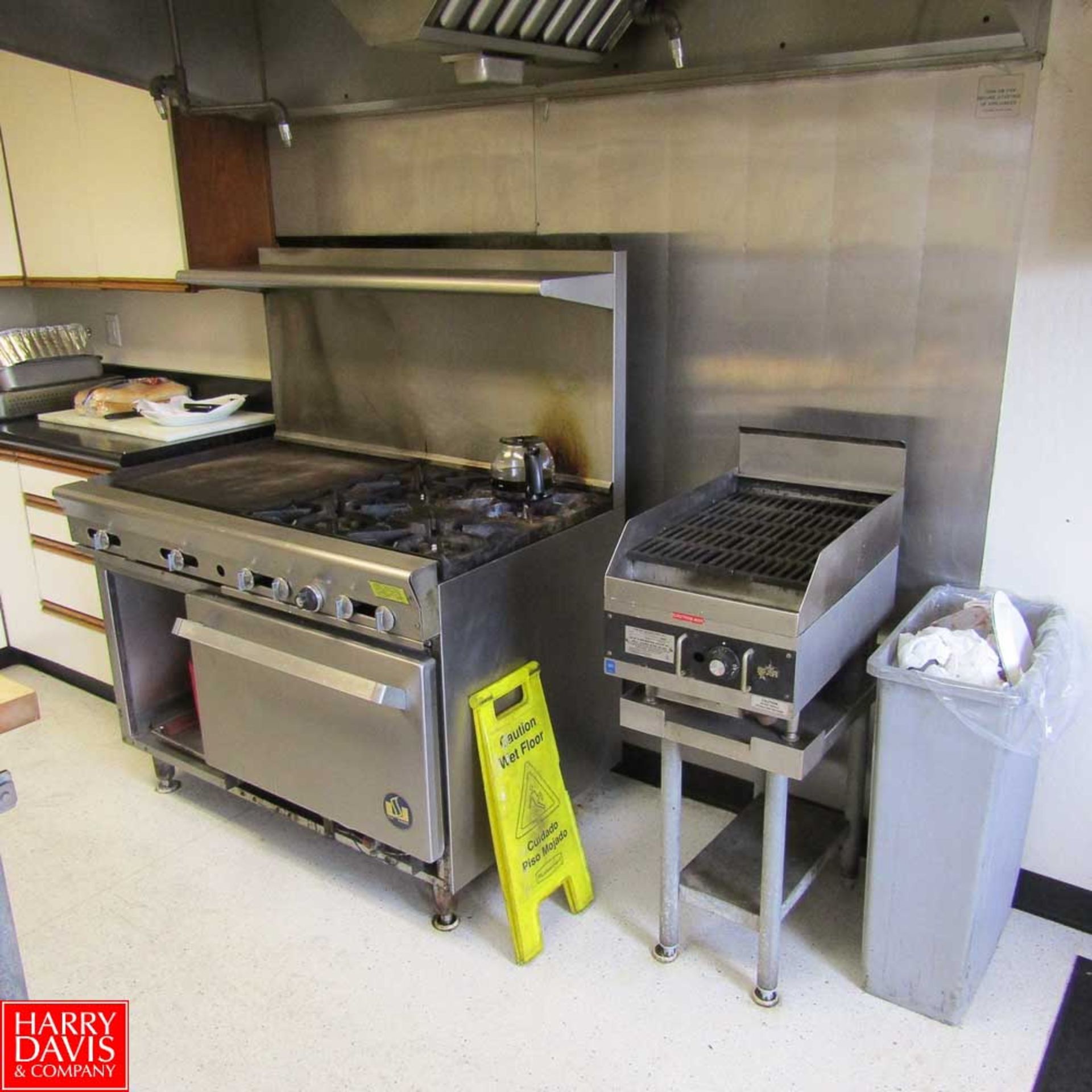 Remaining Contents of Office Kitchen Including: Microwave, Stove, Fryer, Table, French Door