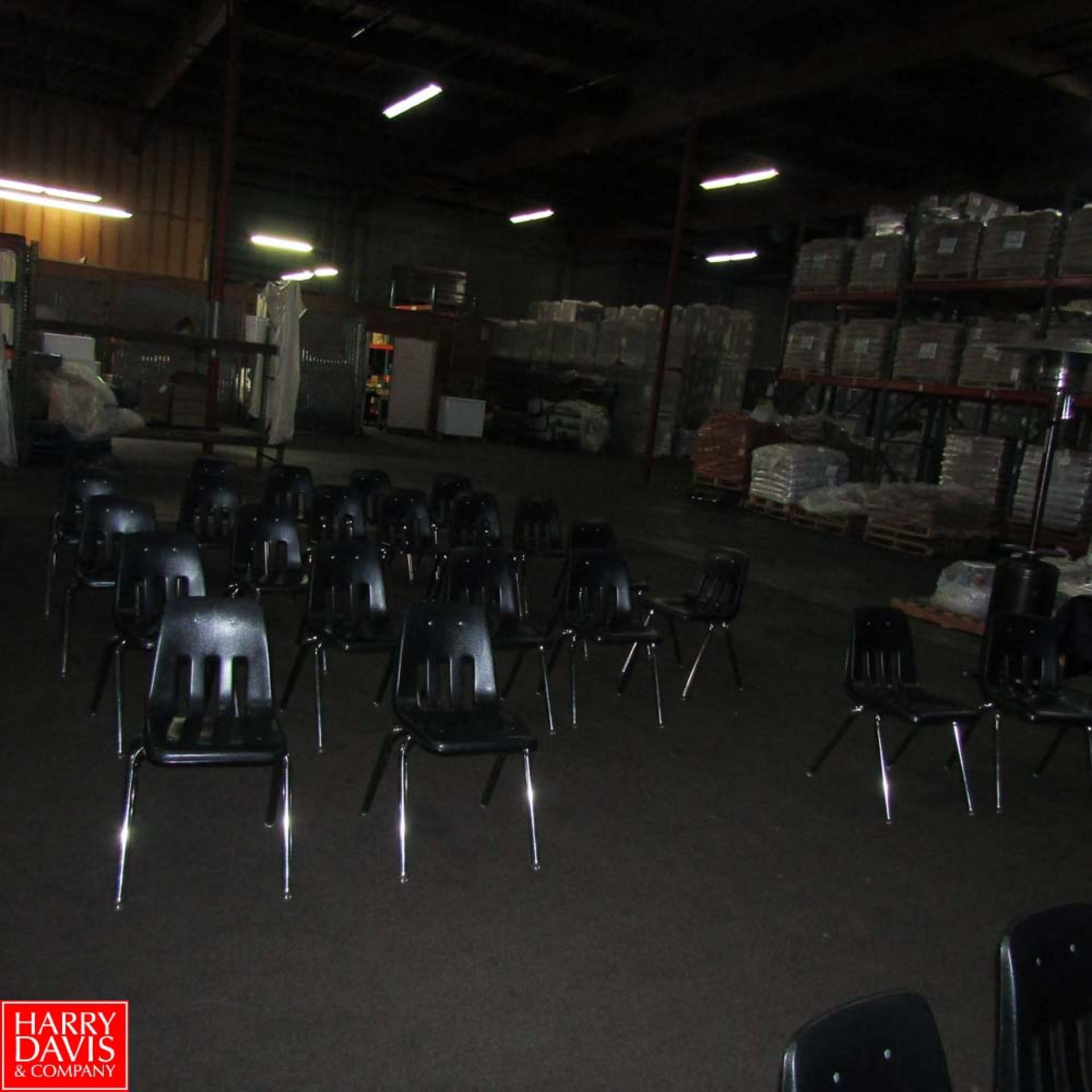 Lot of Plastic Chairs with Podium and Tables Rigging Fee: 250