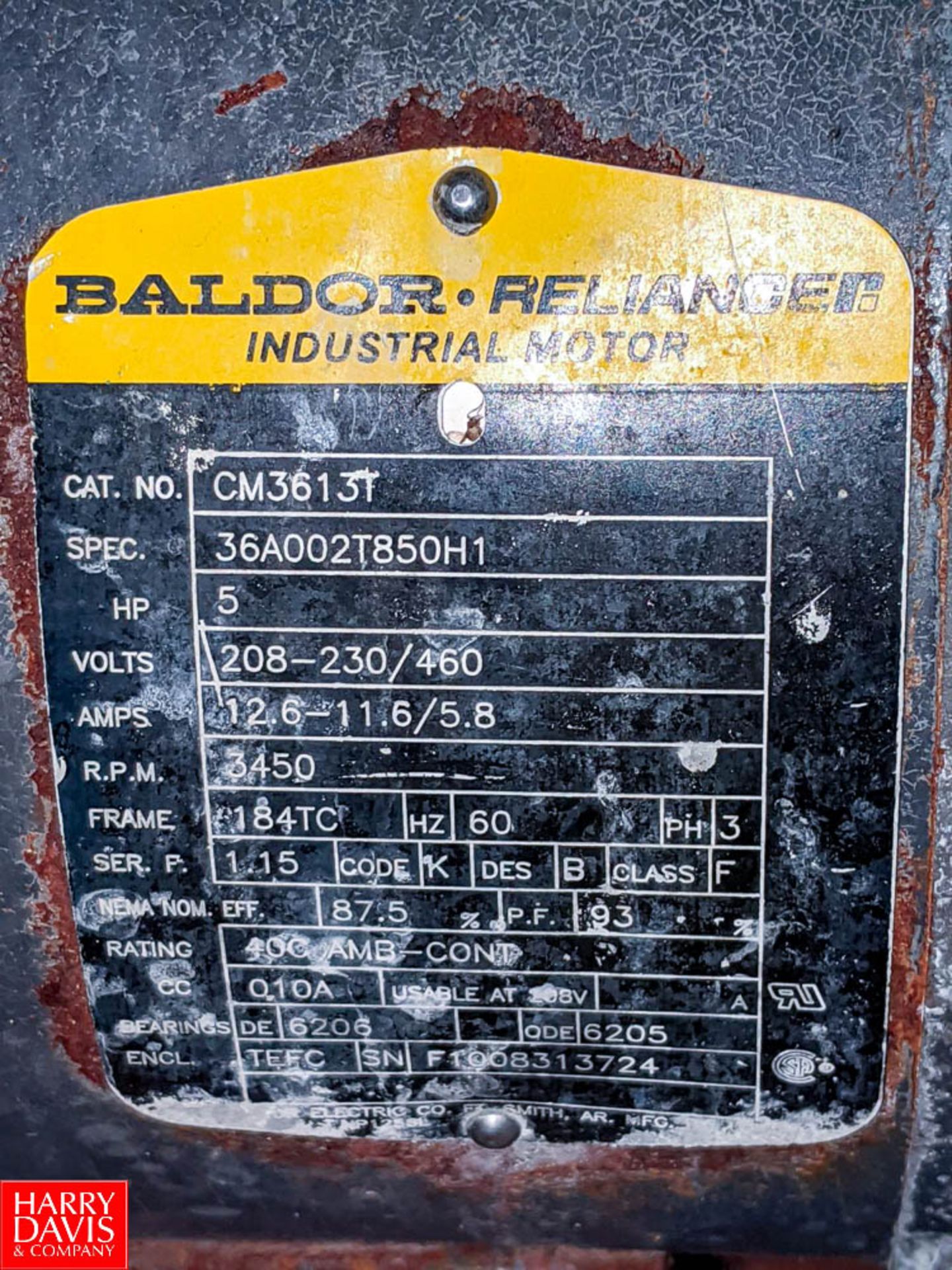 Fristam 5 HP S/S Centrifugal Pump 1.5x2 Head, with Baldor 3450 RPM Motor, (Loc. South Mix) Rigging - Image 3 of 3