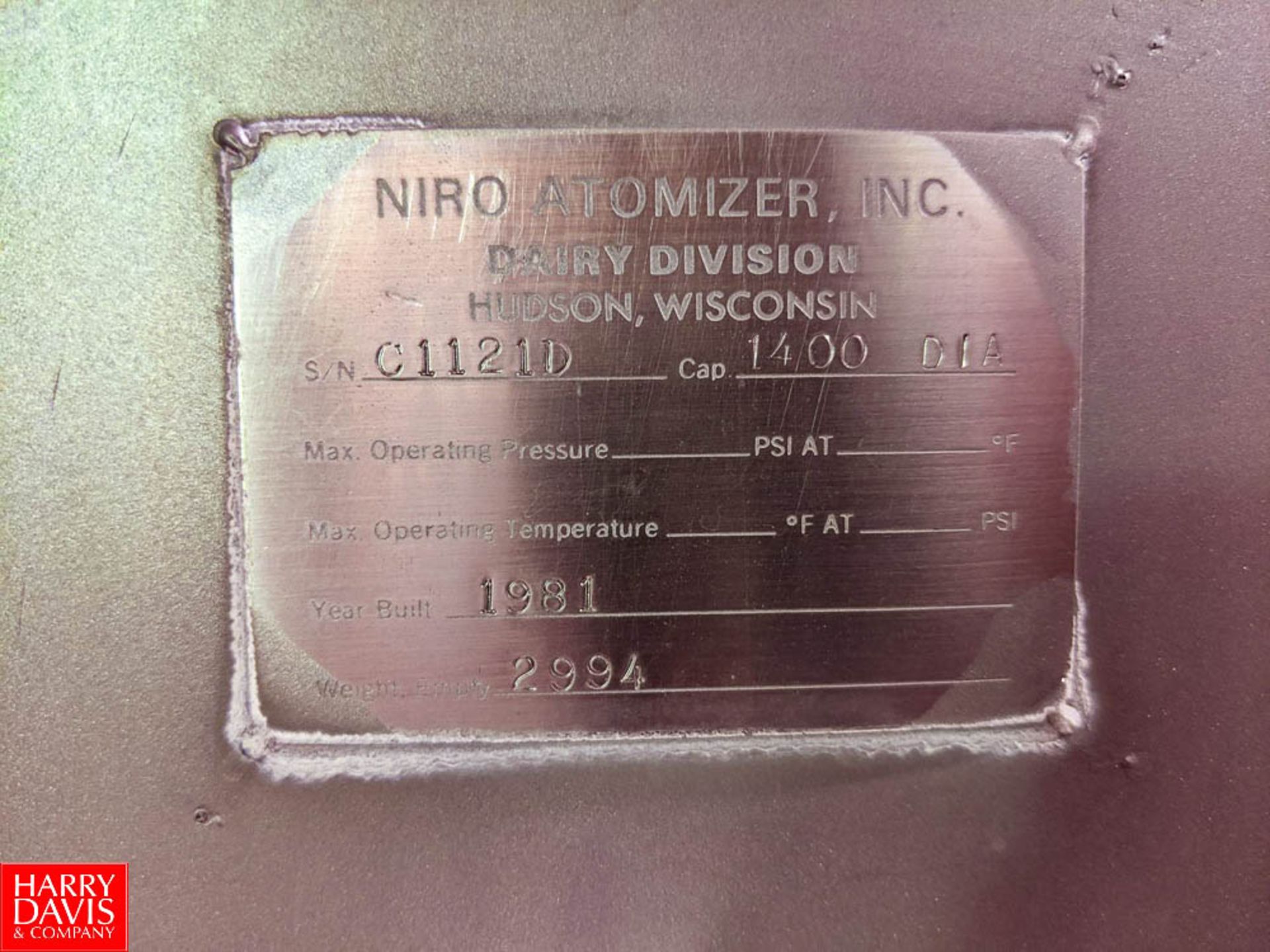 Niro Atomizer Inc. Complete 6-Effect S/S Evaporator System with Roger Finisher, (2) Approx. 2,000 - Image 19 of 94