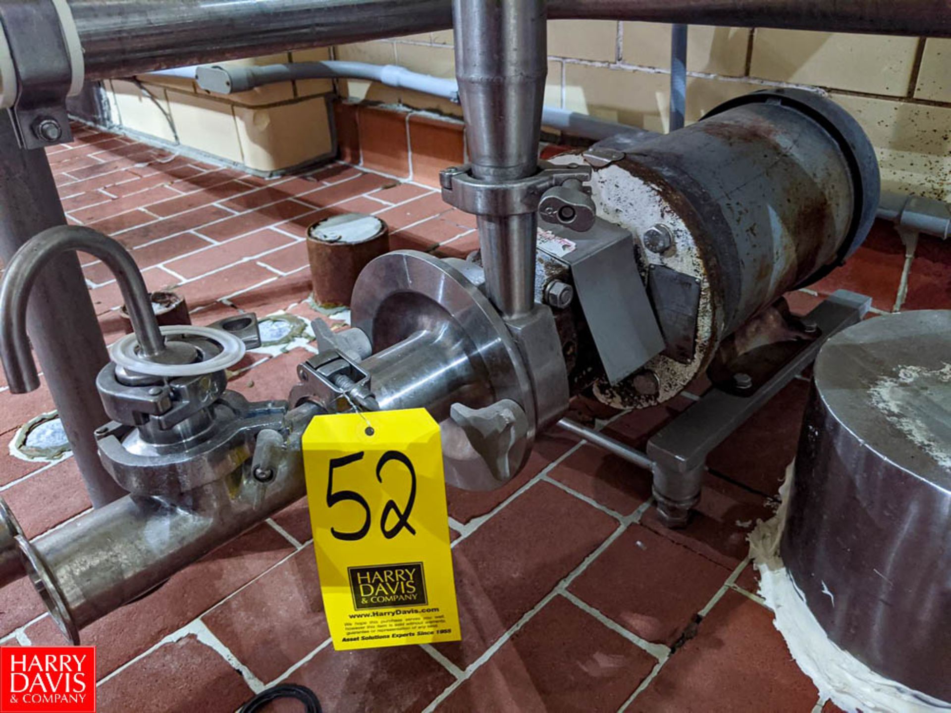 Fristam 5 HP S/S Centrifugal Pump 1.5x2 Head, with Baldor 3450 RPM Motor, (Loc. South Mix) Rigging