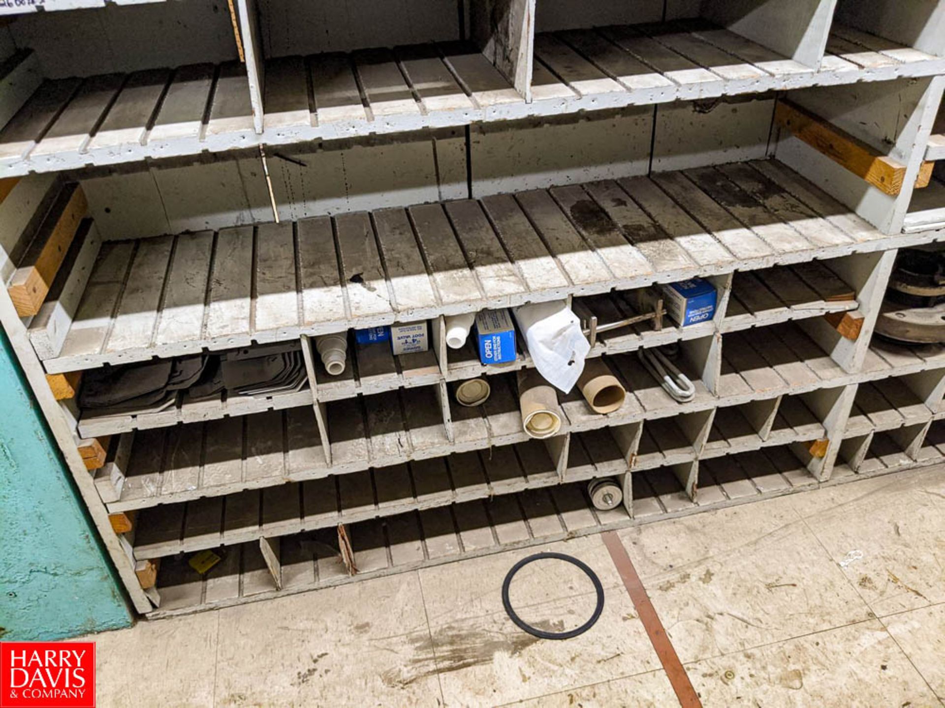 Remaining Contents of Parts Room Row to Include (6) Wooden Cubby Storage Shelves, LoveJoy Chucks, - Image 3 of 12