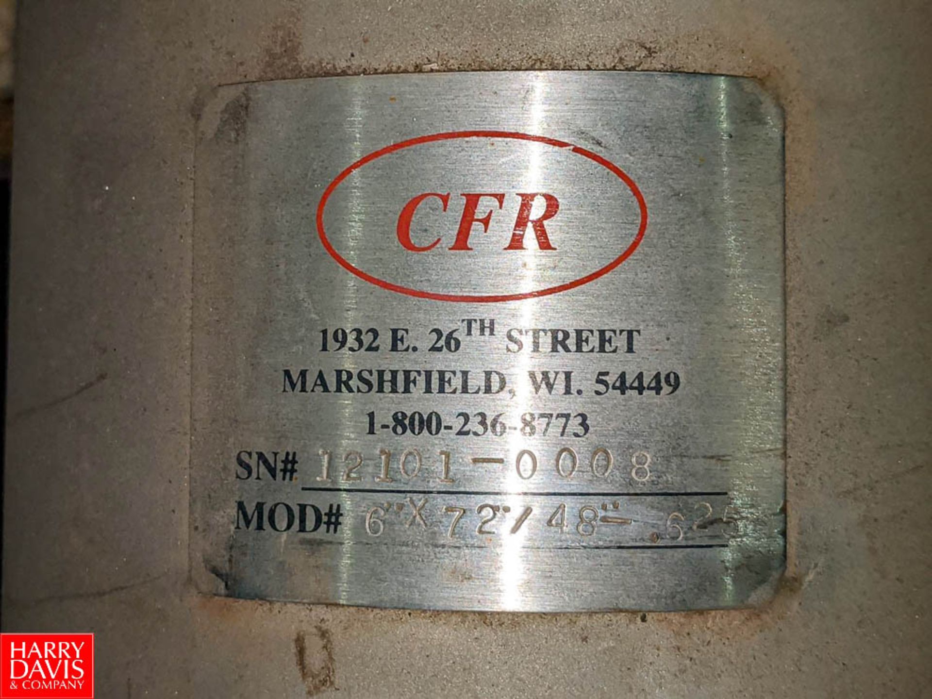 CFR S/S Shell/Tube Filter Model: 6"x72"/48"-.625 SN: 12101-0008 (Loc. Dock Traffic Area) Rigging - Image 2 of 2