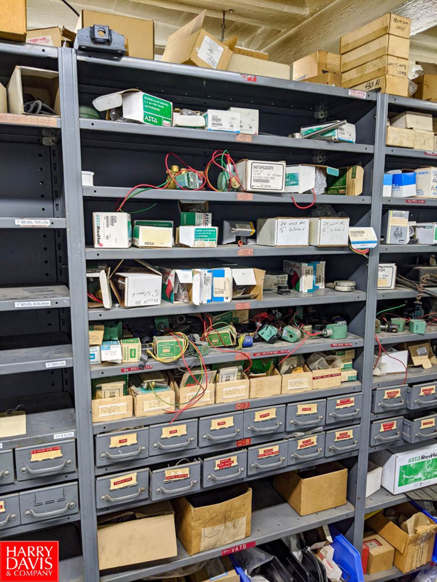 Remaining Contents of Parts Room Row to Include 8-Sections of Adjustable Shelving, Asco Valve - Image 2 of 13
