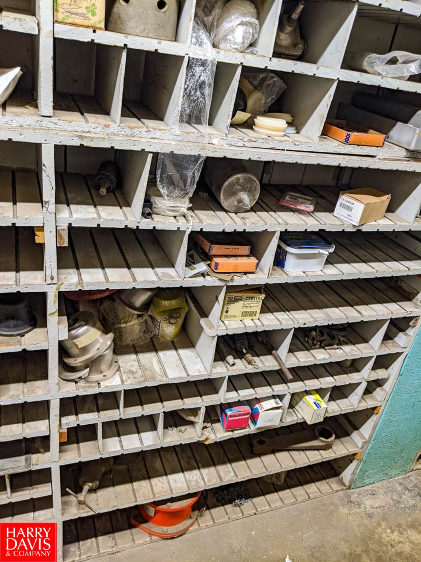 Remaining Contents of Parts Room Row to Include (6) Wooden Cubby Storage Shelves, LoveJoy Chucks, - Image 7 of 12