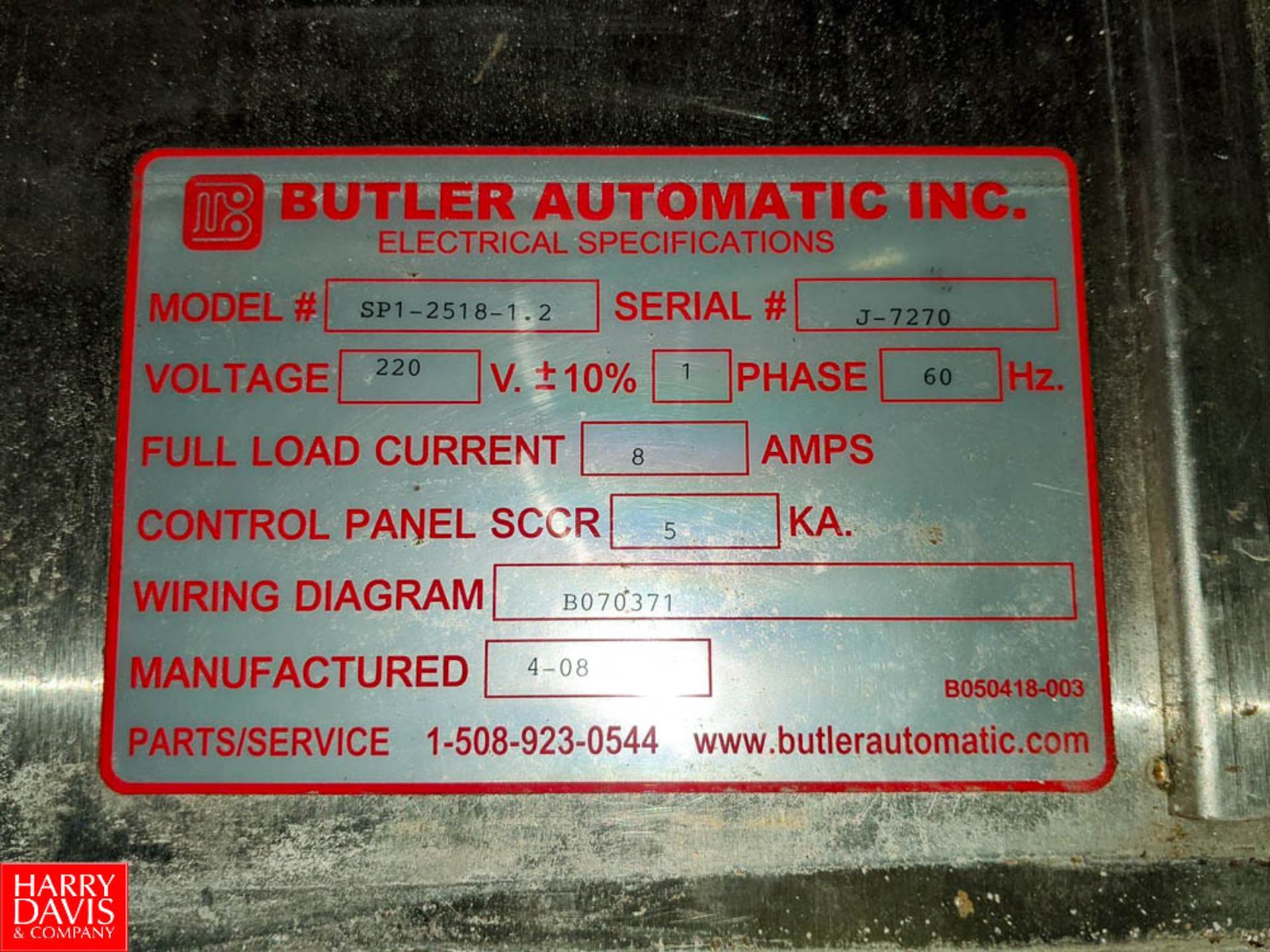 2008 Butler Automatic Inc. Automatic Film Splicer Model: SP1-2518-1.2 SN: J-7270 (Loc. Basement - Image 2 of 2