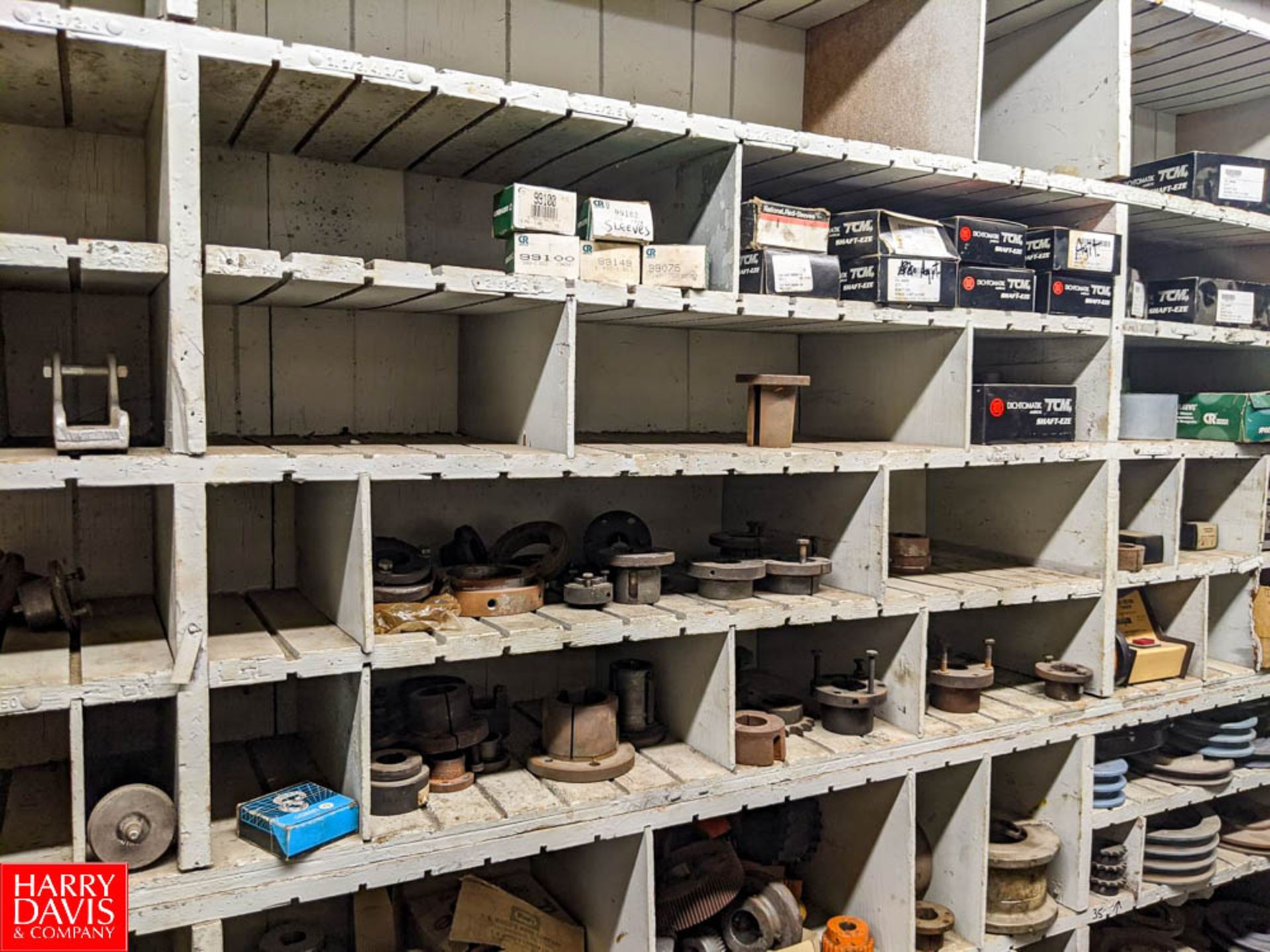 Remaining Contents of Parts Room Row to Include (6) Wooden Cubby Storage Shelves, LoveJoy Chucks, - Image 9 of 12