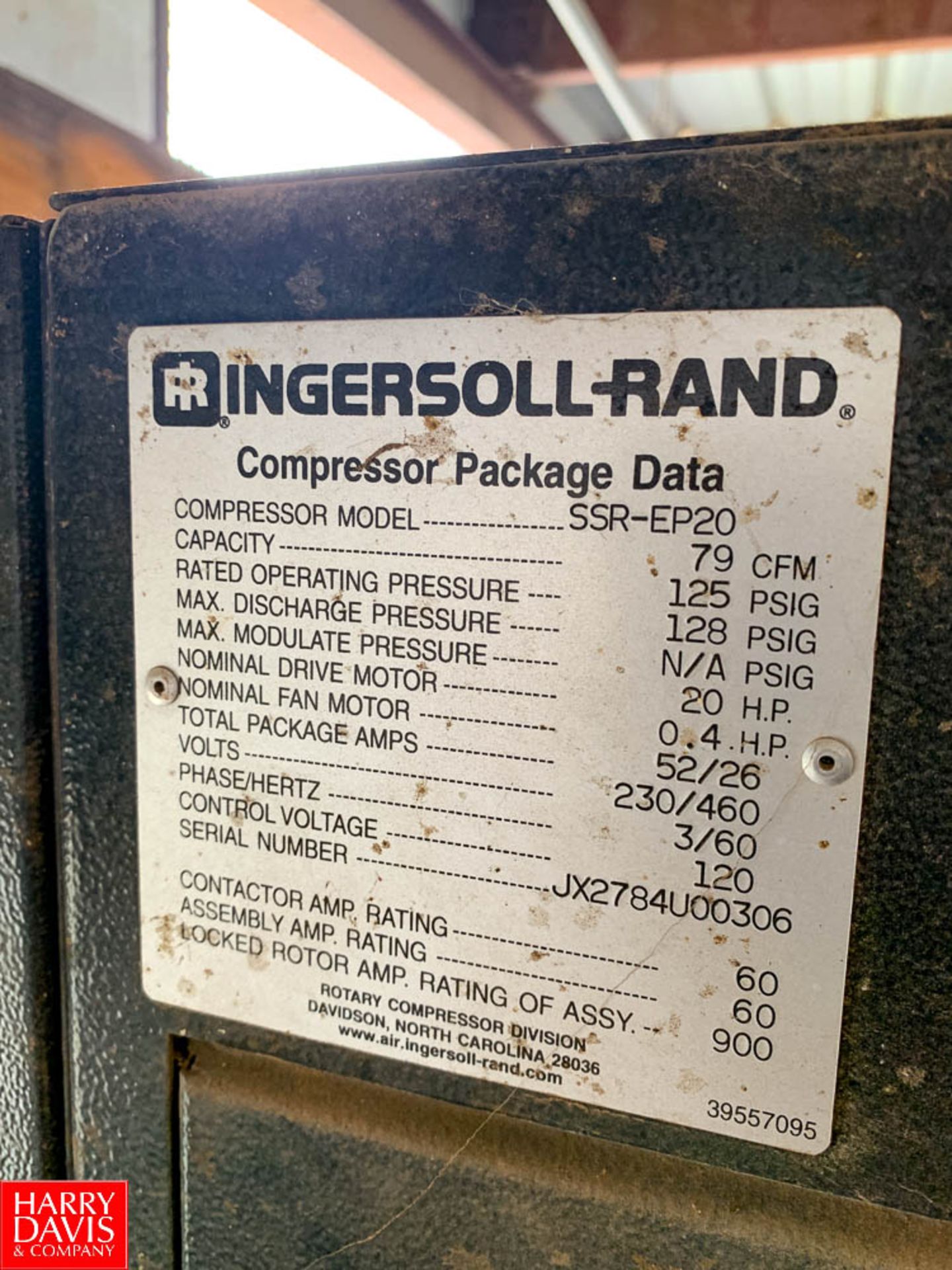 Ingersoll Rand 20 HP Air Compressor Model SSR-EP20 - Image 2 of 2