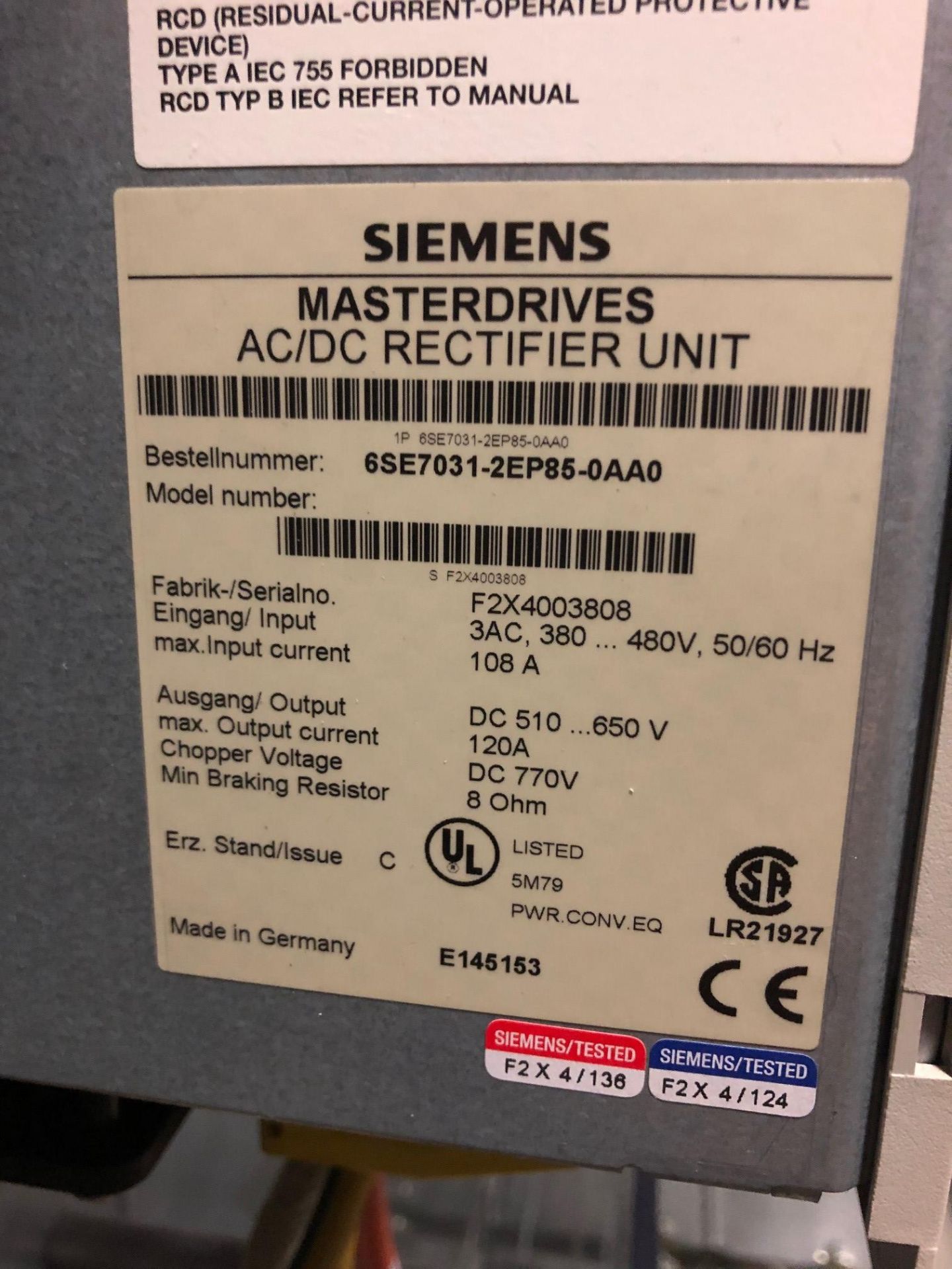 Control Cabinet, with A/C Unit, Siemens PLC, and Servo Drives Rigging Fee: $ 75 - Image 5 of 7