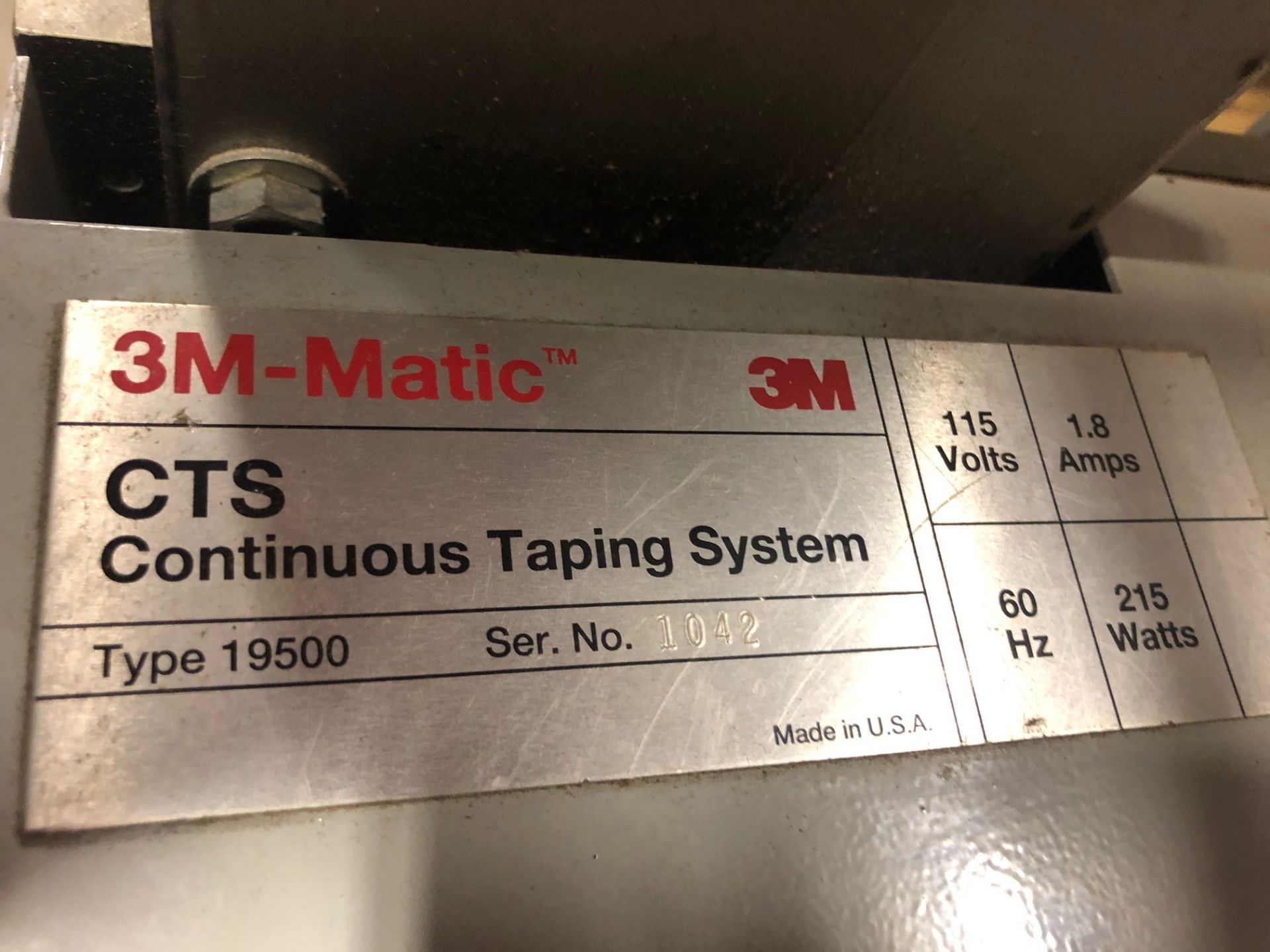 3M Continuous Taping System Type 19500, S/N 1042 Rigging Fee: $ 75 - Image 2 of 2