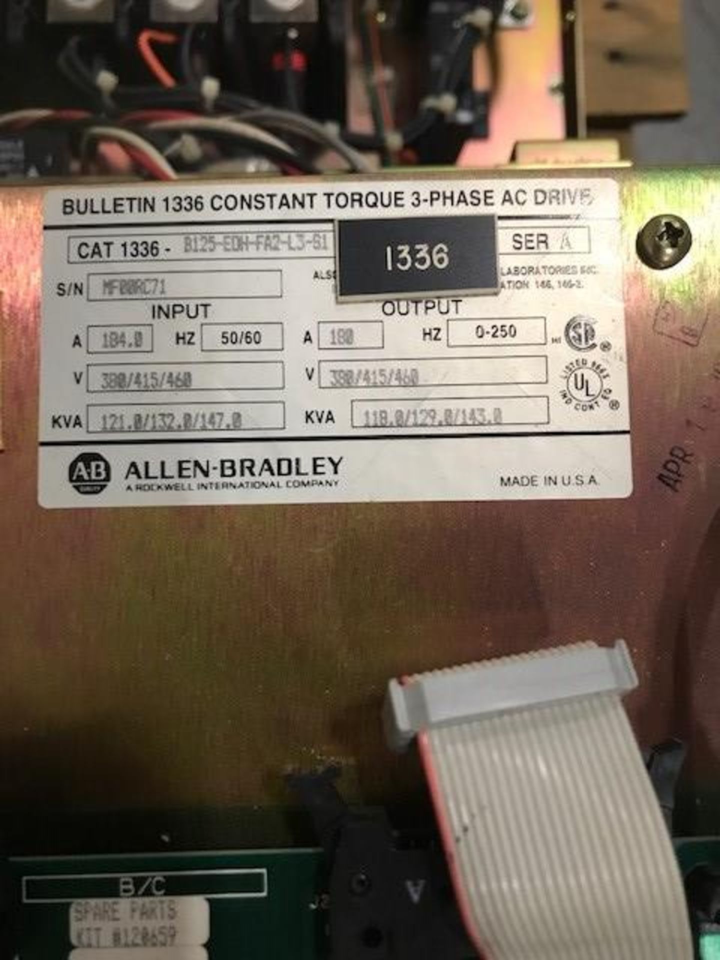 Allen Bradley Model 1336 Variable Frequency Drive Rigging Fee: $ 25 - Image 2 of 2