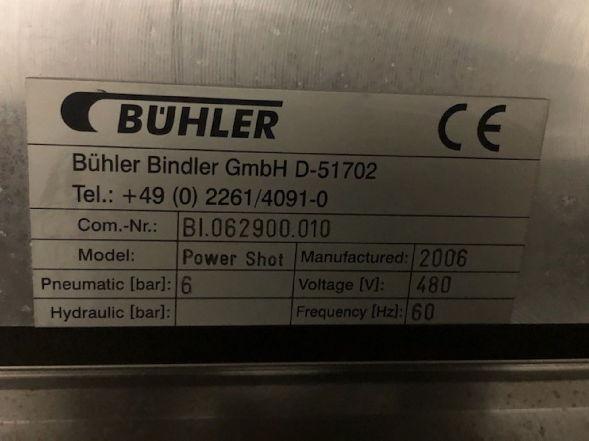 Buhler S/S Power Shot Depositor, with Single Temperature Chiller, S/N BI.062900.010, Siemens PLC - Image 2 of 2