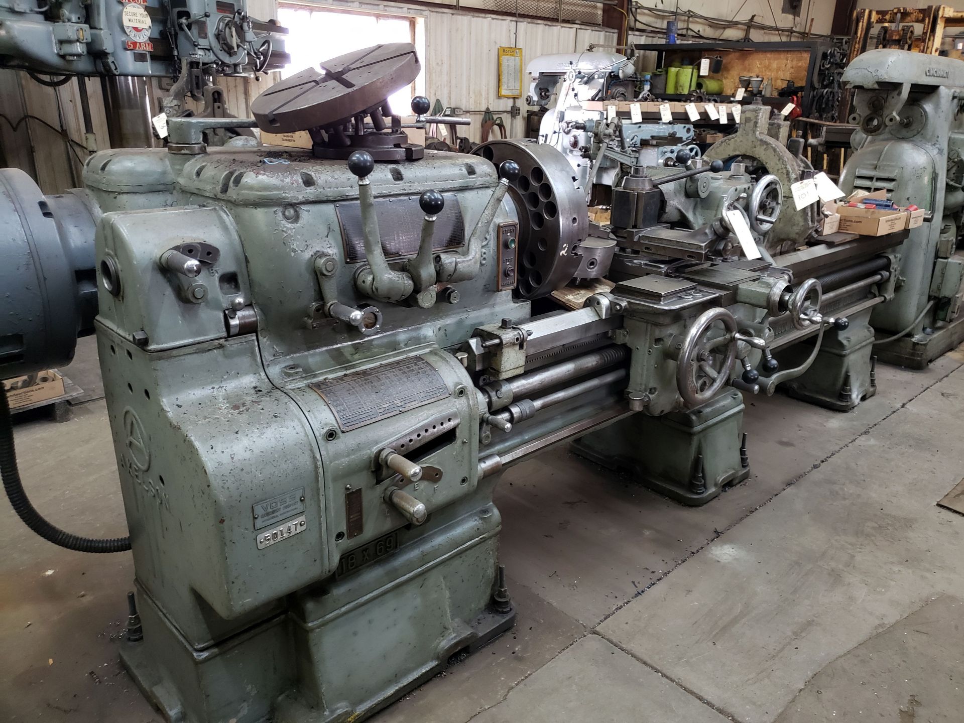 AXELSON 18"x69" LATHE 20.5" SWING, 10' BED LENGTH, 72" CENTERS, 8-808 RPM SPINDLE SPEED, SN 3233,
