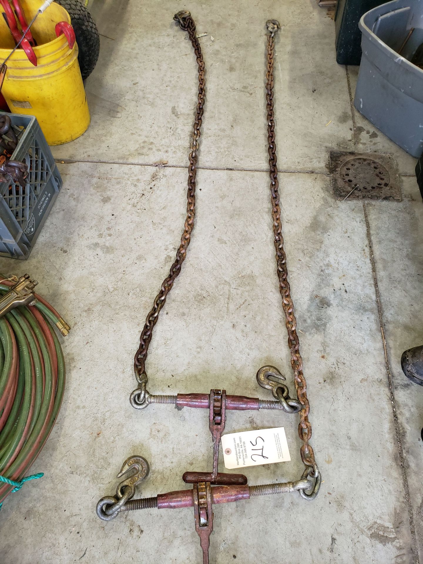 2 RATCHET CHAIN BINDERS WITH EXTENDED CHAIN
