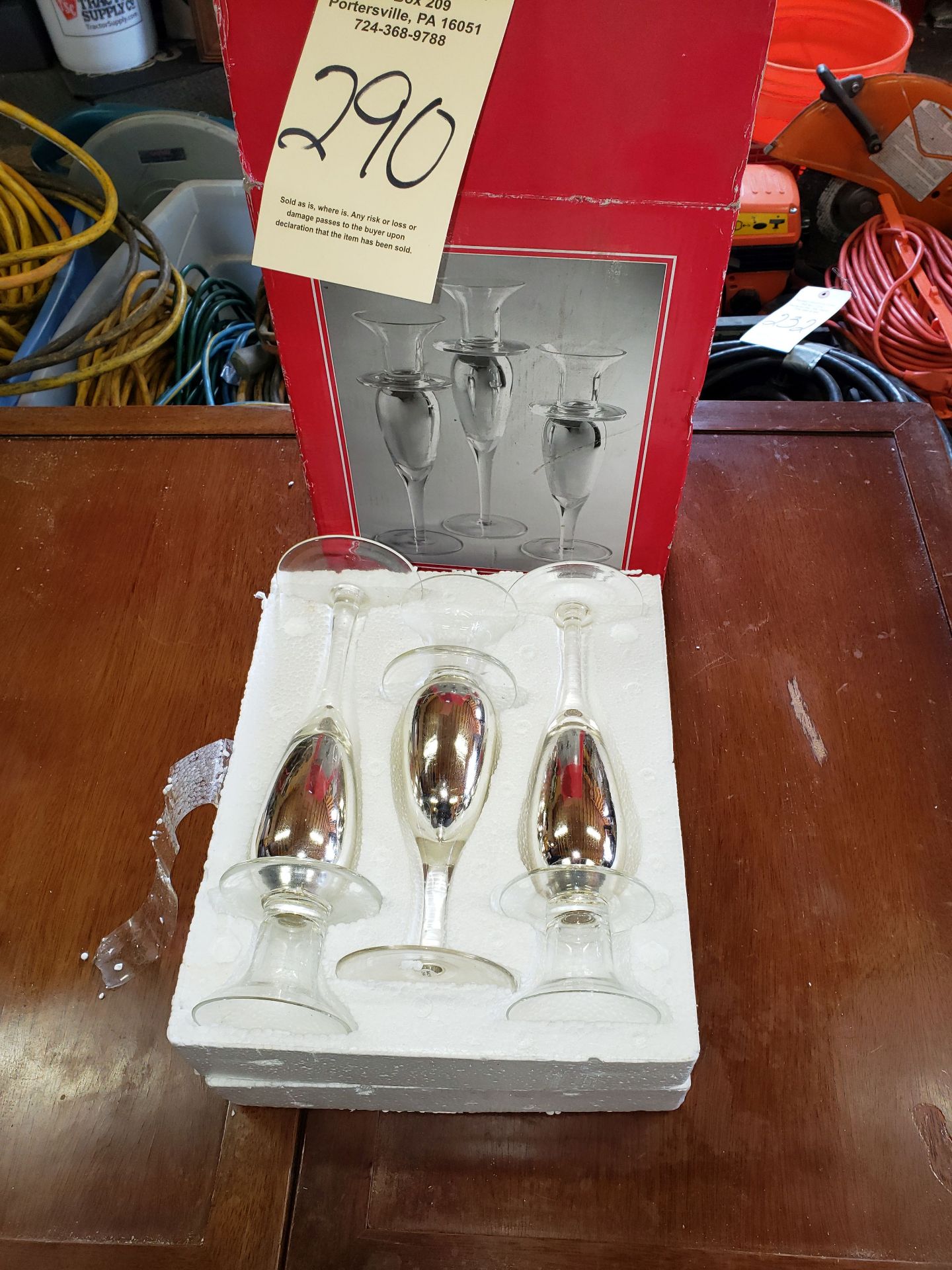 3 GLASS CANDLESTICKS