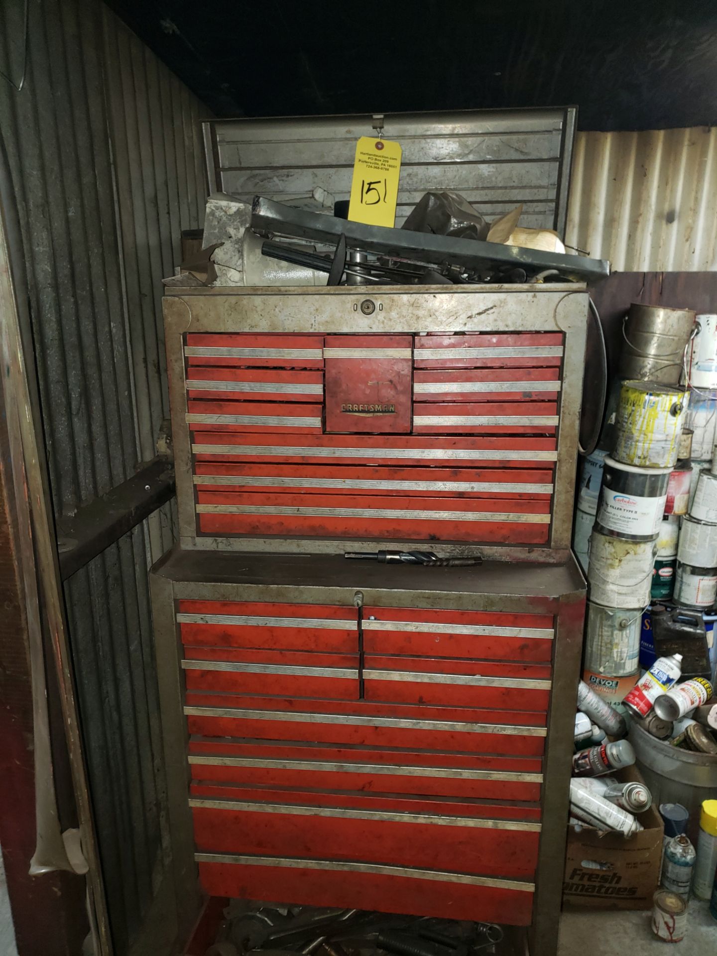 CRAFTSMAN TOOL CHEST AND ROLLER CABINET AND CONTENTS, LOT