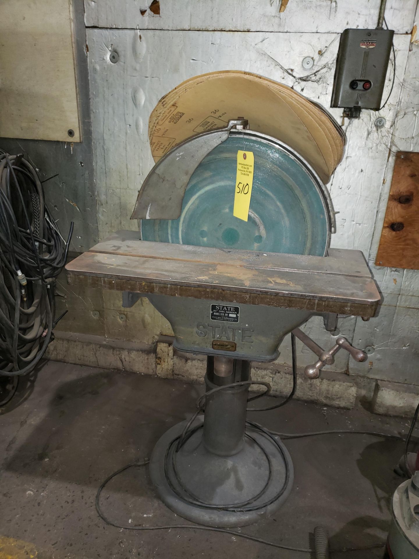 STATE 20" DISC SANDER model D20, SN H2399, 2 HP motor