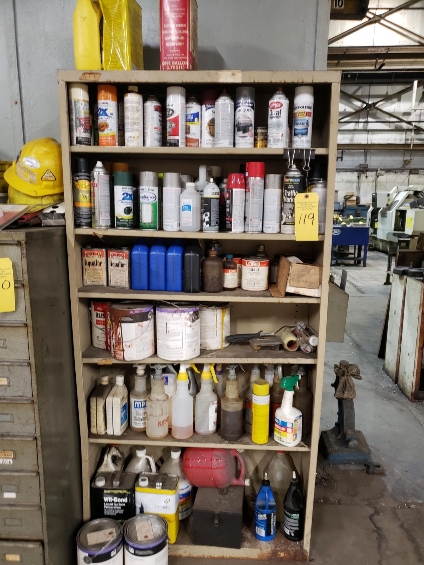 SHELF & CONTENTS- PAINTS, OILS, CLEANERS