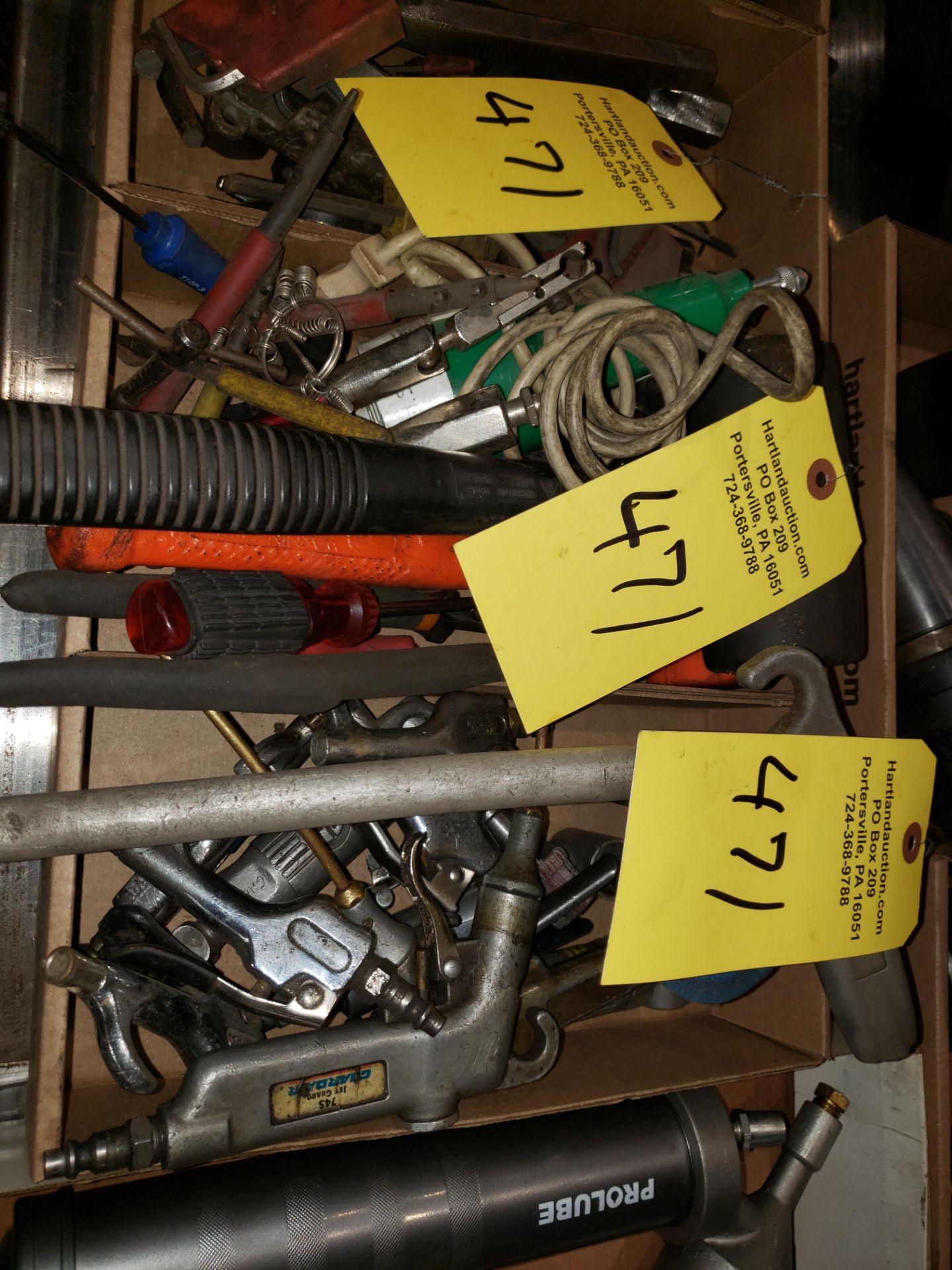 6 BOXES ASSORTED TOOLS AIR GUNS, GREASE GUN, WRENCHES, ALLEN WRENCHES - Image 2 of 3