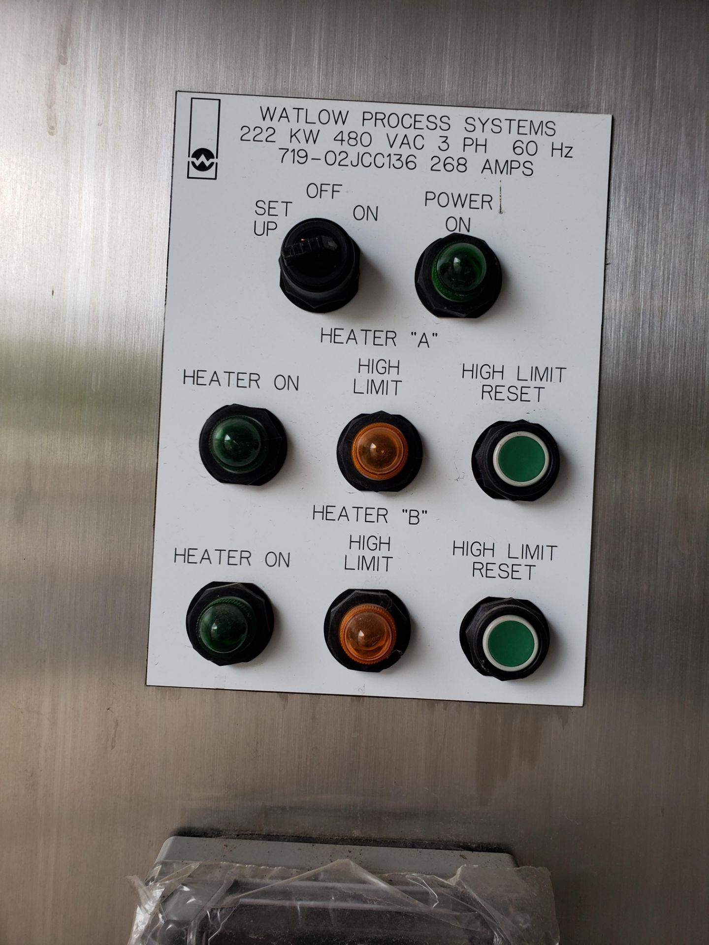 NEW WATLOW PROCESS SYSTEMS HEATER CONTROL CABINET 222 KW, 480 VAC, 3 PHASE, 60 HZ, 268 AMPS, - Image 3 of 4