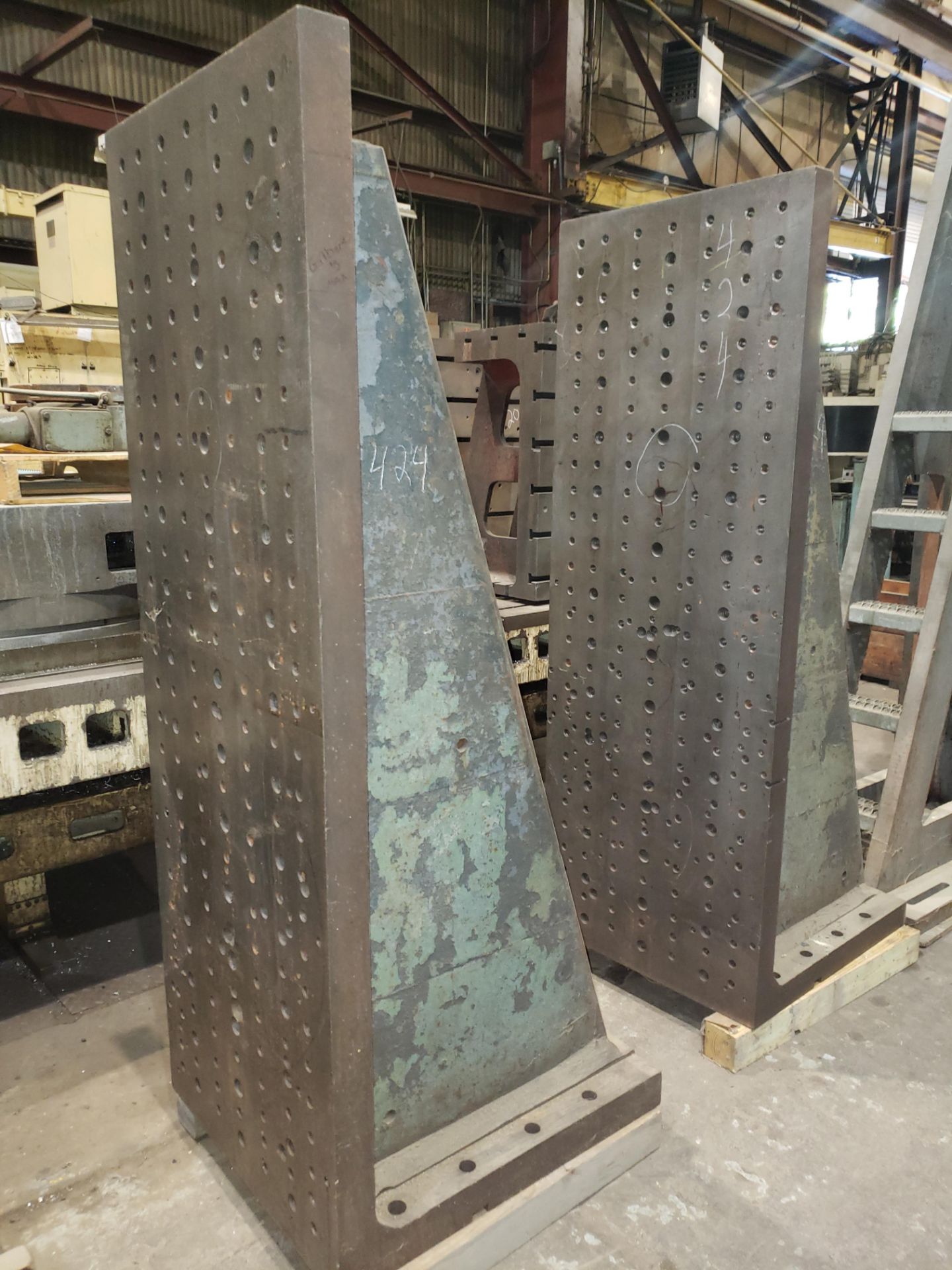 PAIR CAST IRON ANGLE PLATES 26"Wx 72.5"H x 30"D