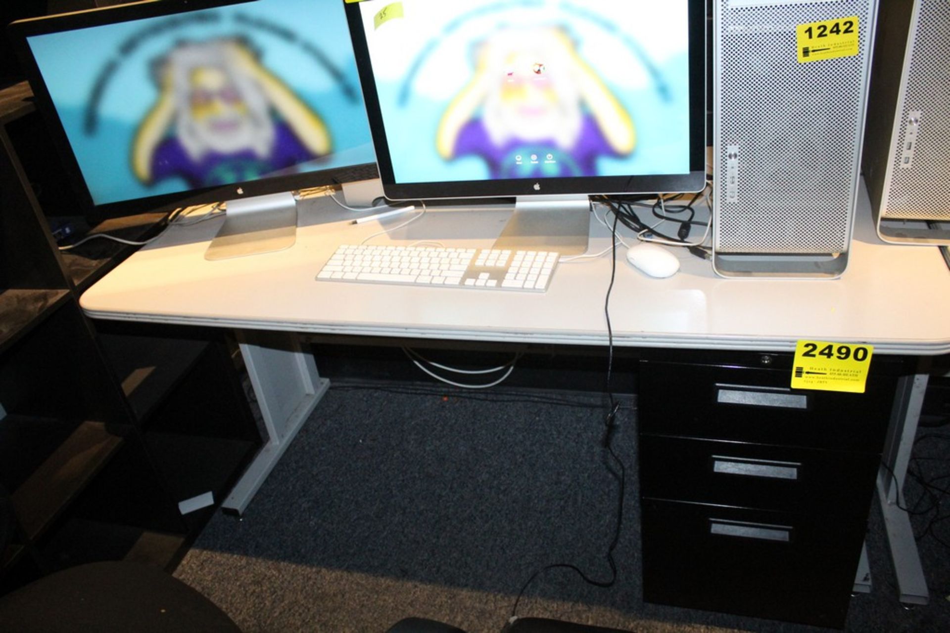 Desk with Chair and Three Drawer Metal Storage Unit