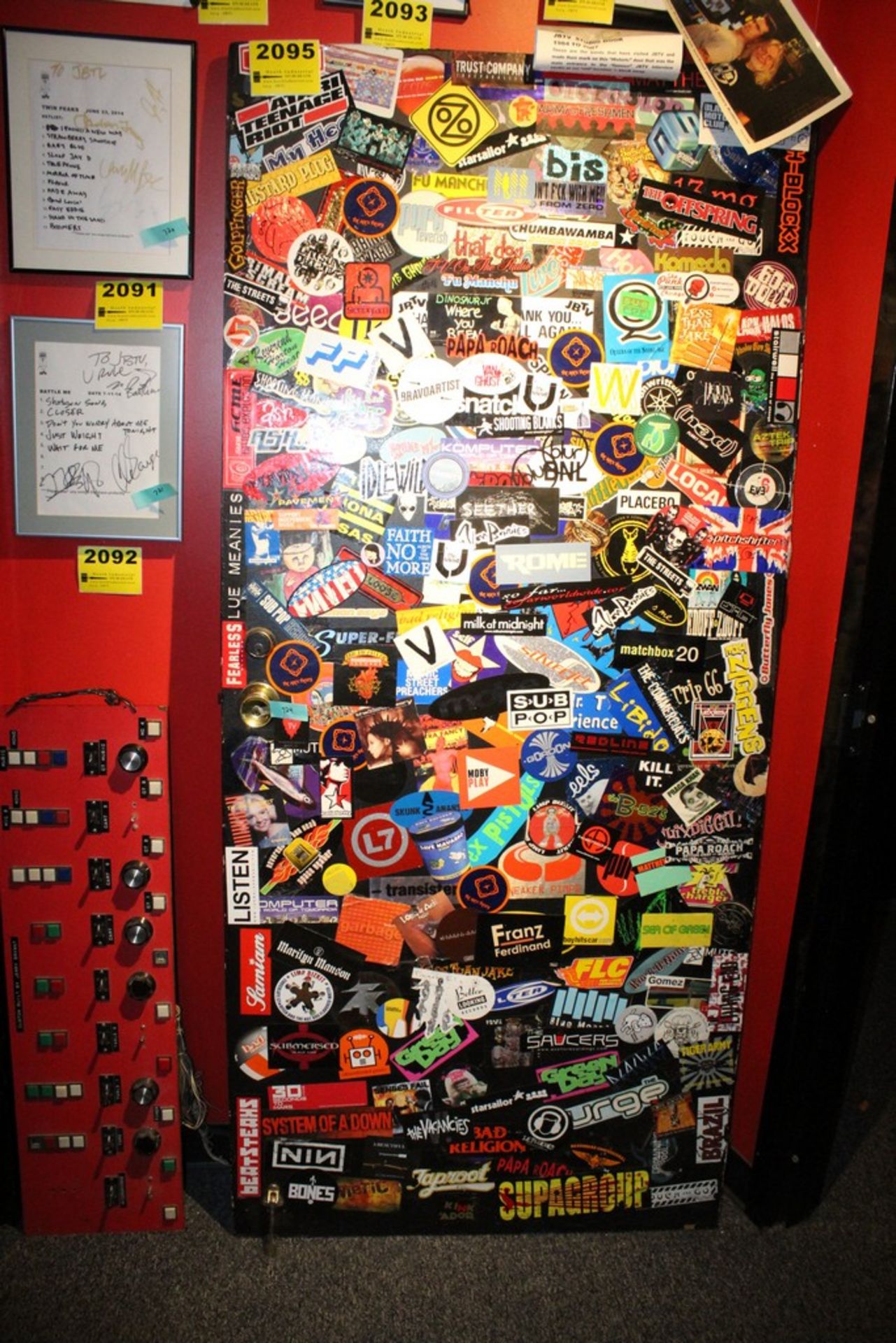 JBTV Studio Door With Visiting Band Stickers from 1984-2007