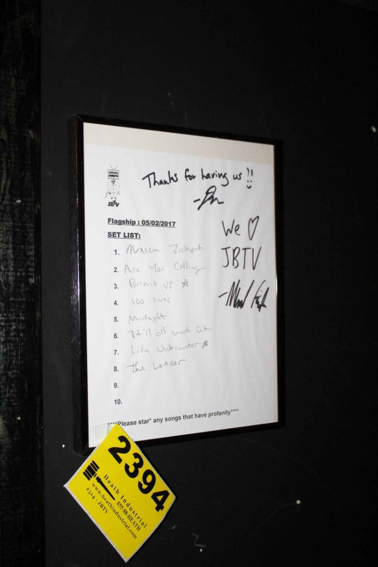 Flagship Signed Framed JBTV Set List