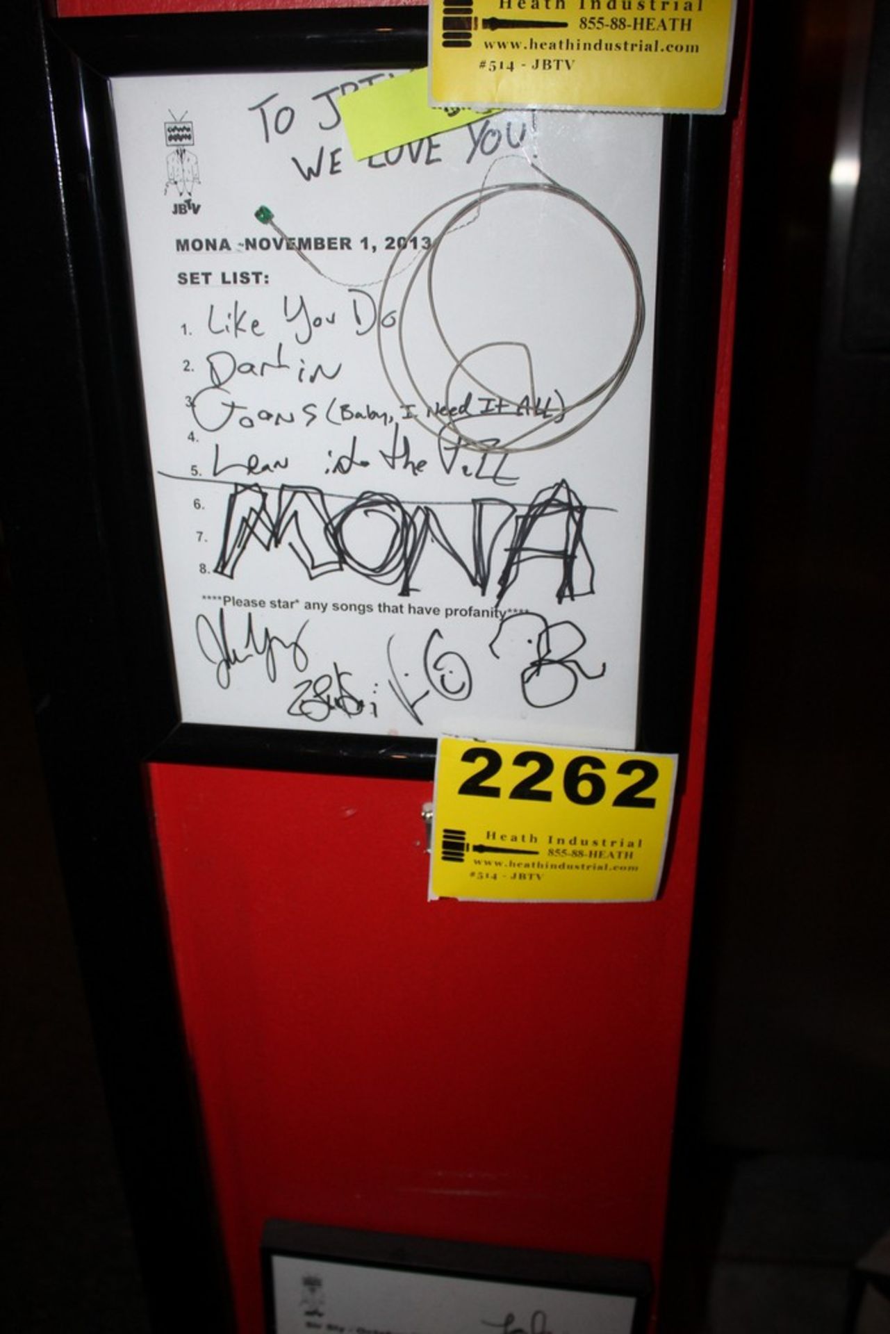 Mona-Signed, Framed JBTV Set-List w/guitar string