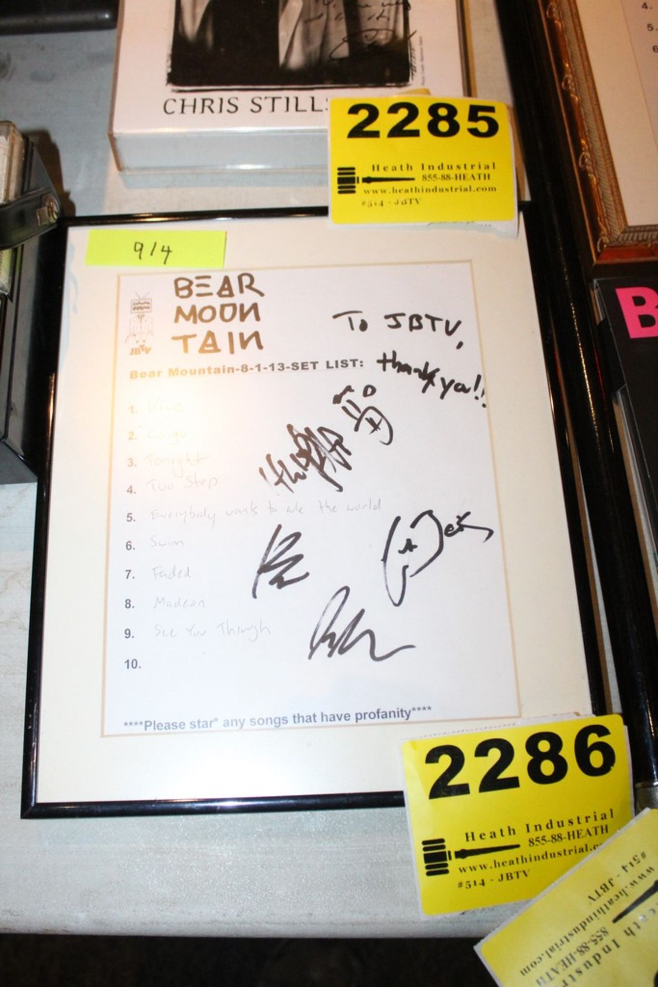 Bear Mountain-Signed, Framed JBTV Set-List