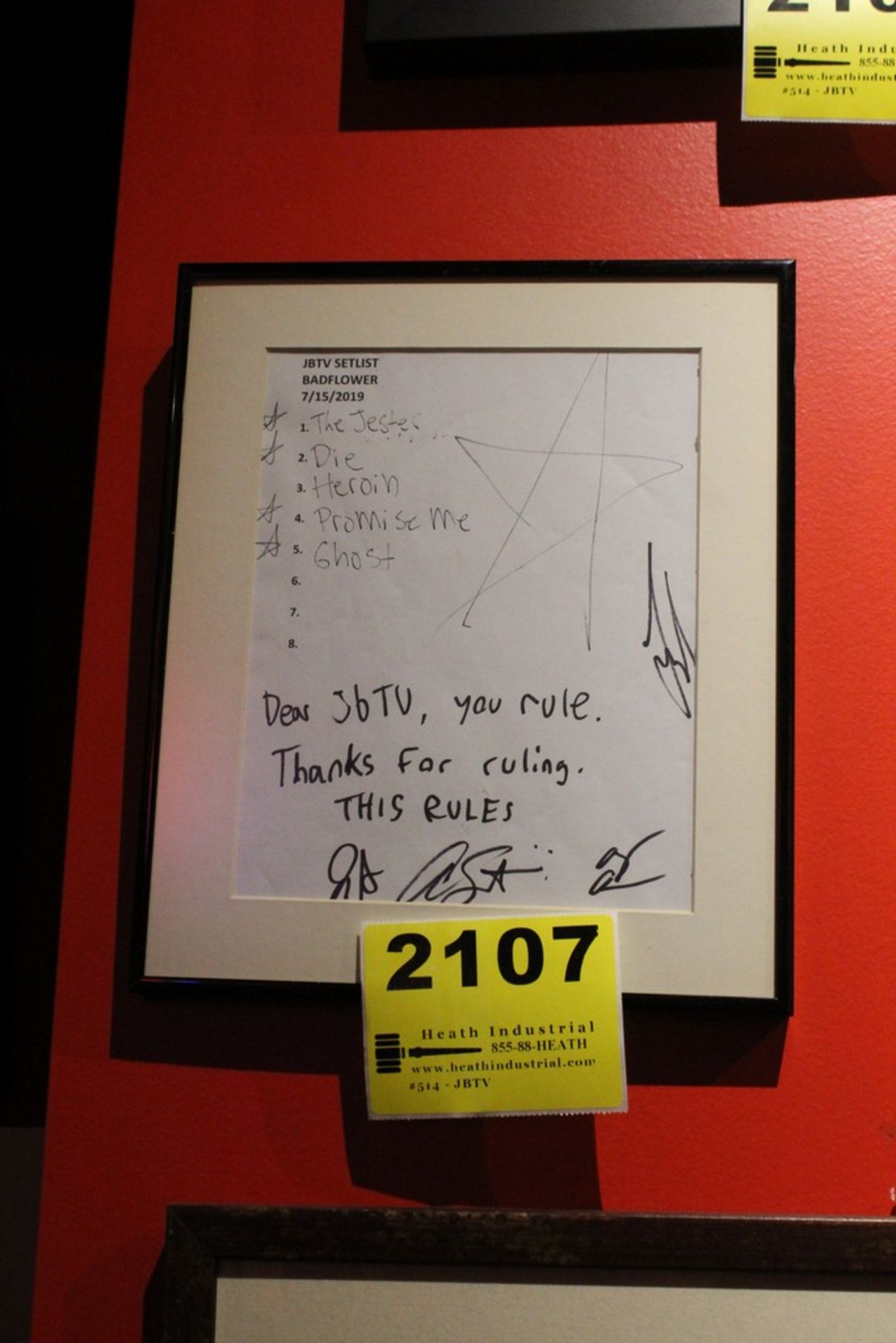 Badflower Signed JBTV Framed Set List