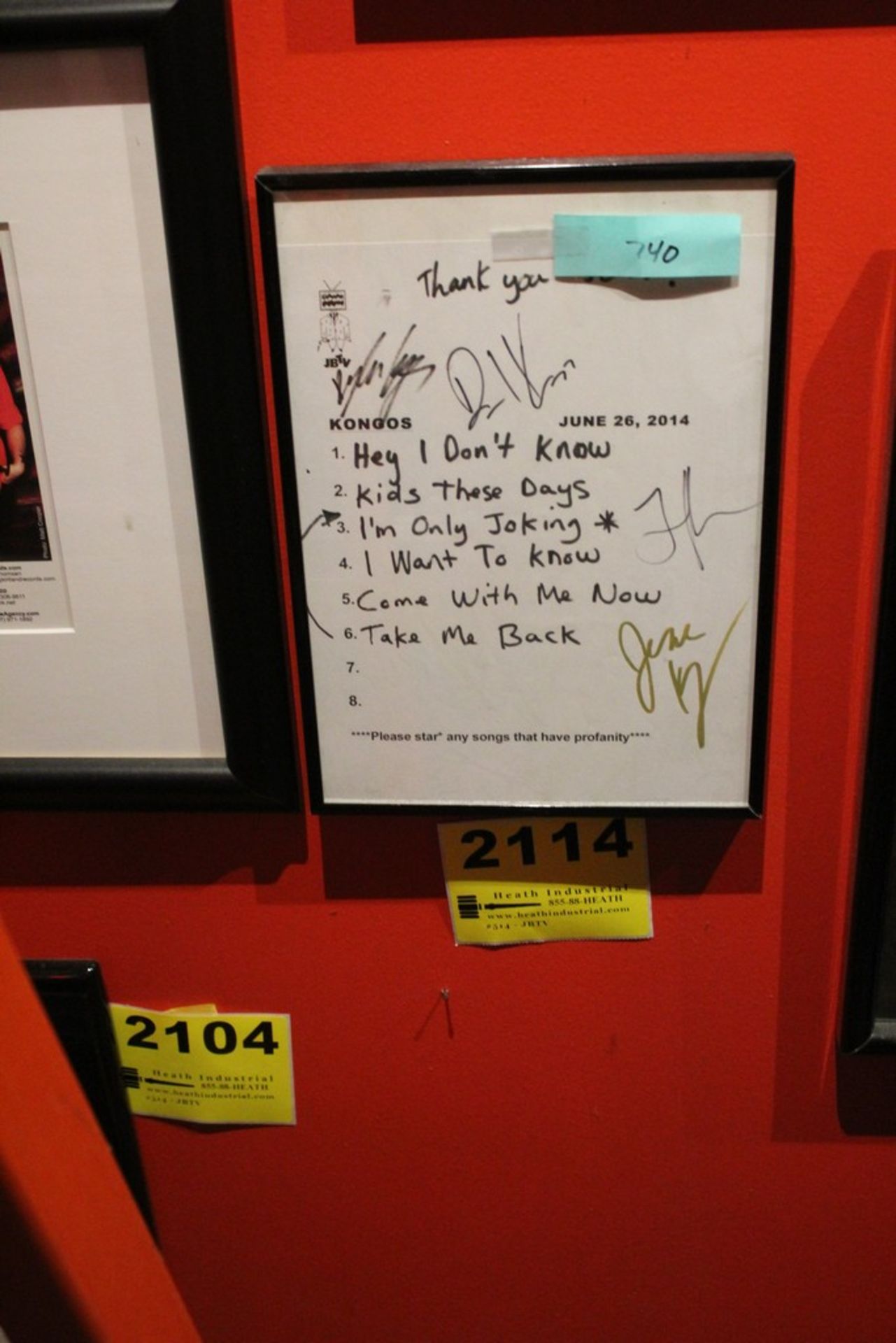 Kongos Signed Framed JBTV Set List