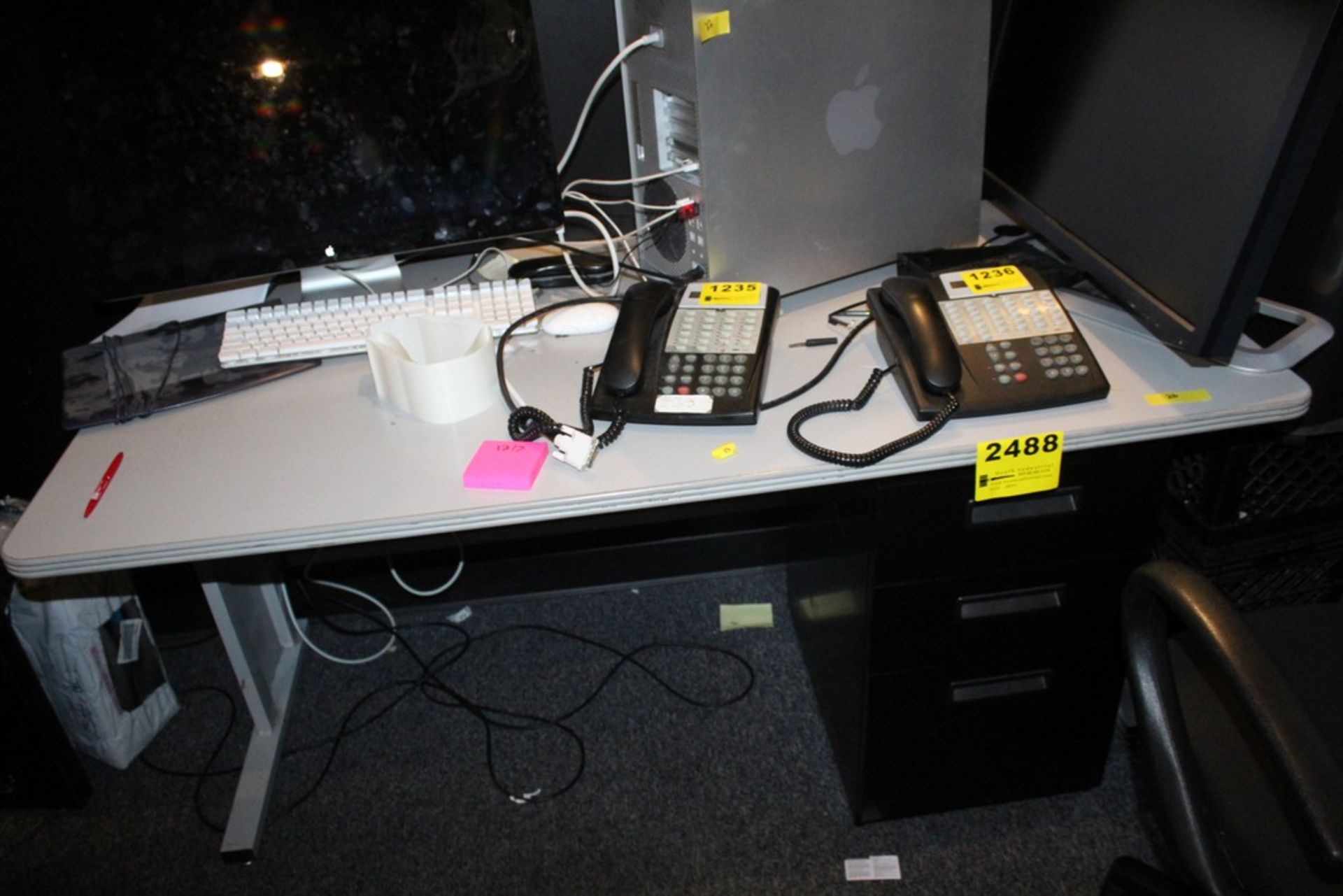 Desk with Chair and Three Drawer Metal Storage Unit