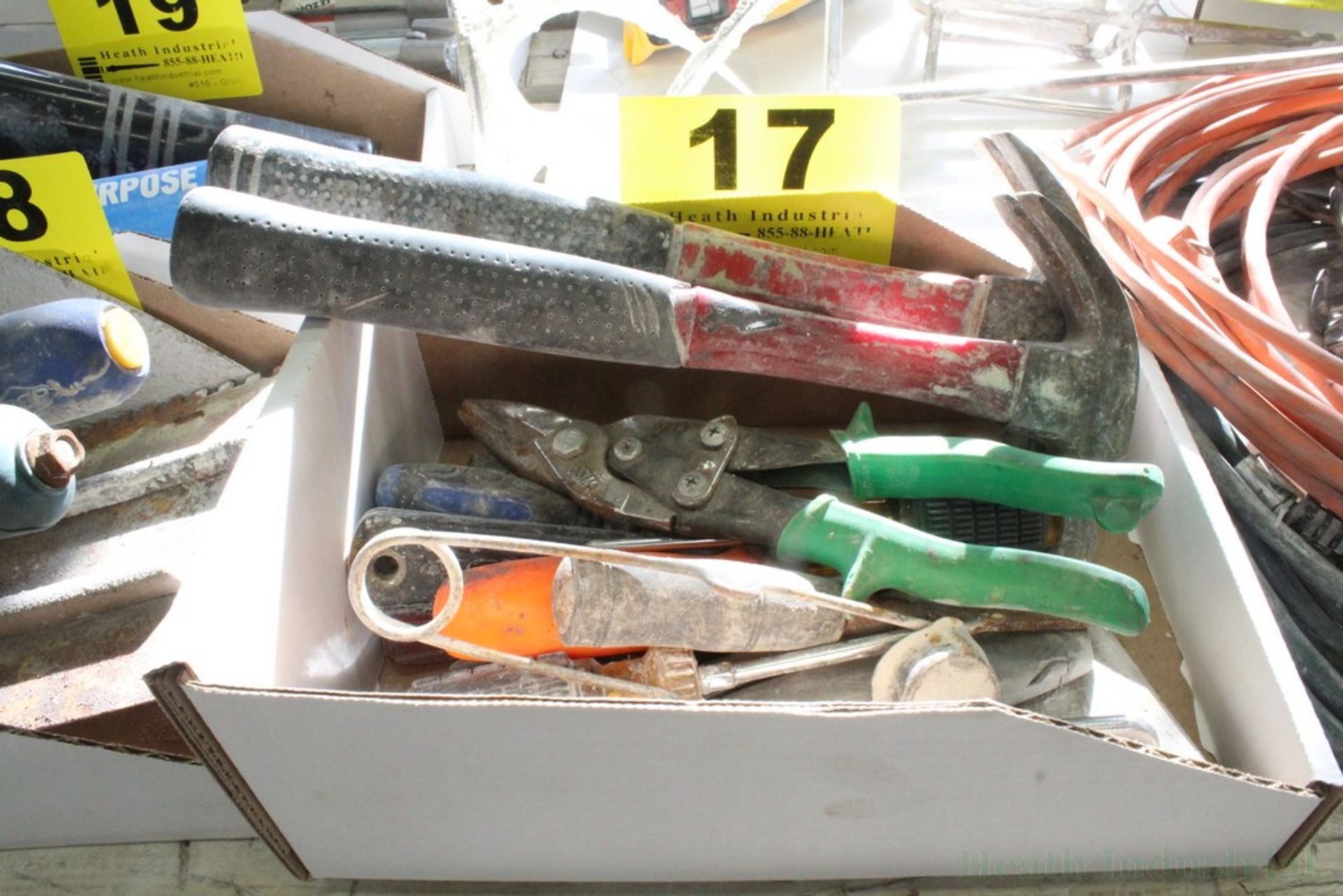 ASSORTED TOOLS INCLUDING HAMMERS, SCREWDRIVERS, PLIERS, ETC.