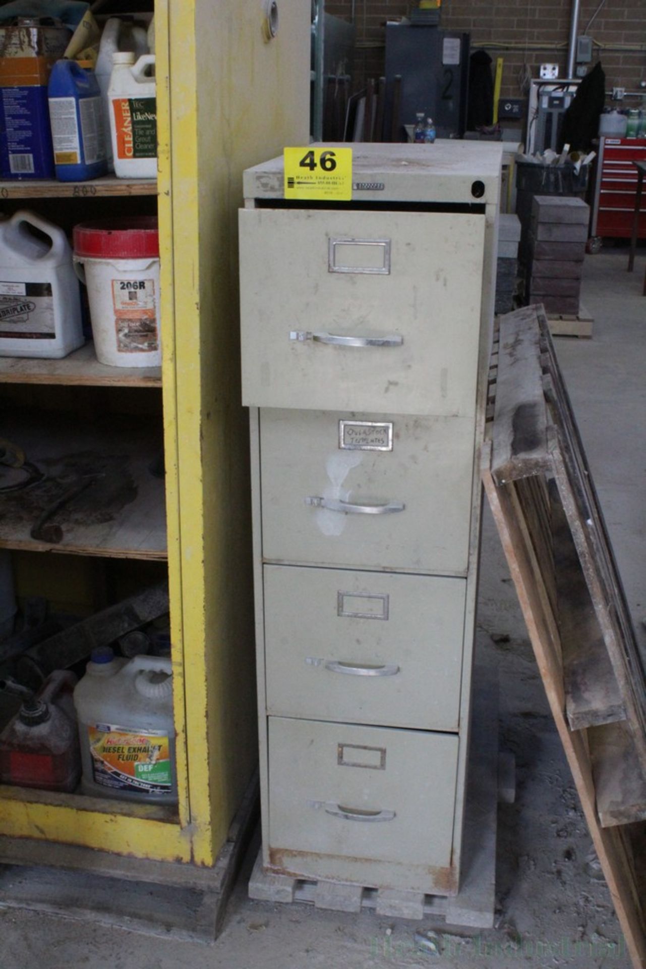 STEEL FILE CABINET WITH ASSORTED AEROSOL PAINT