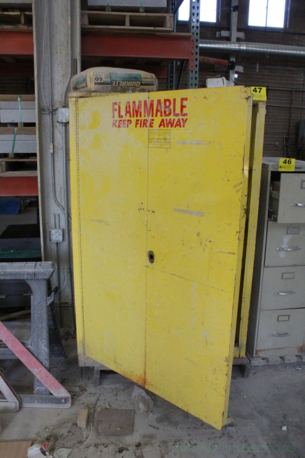 FLAMMABLE STORAGE CABINET 43" X 35" X 65" WITH CONTENTS - Image 2 of 2