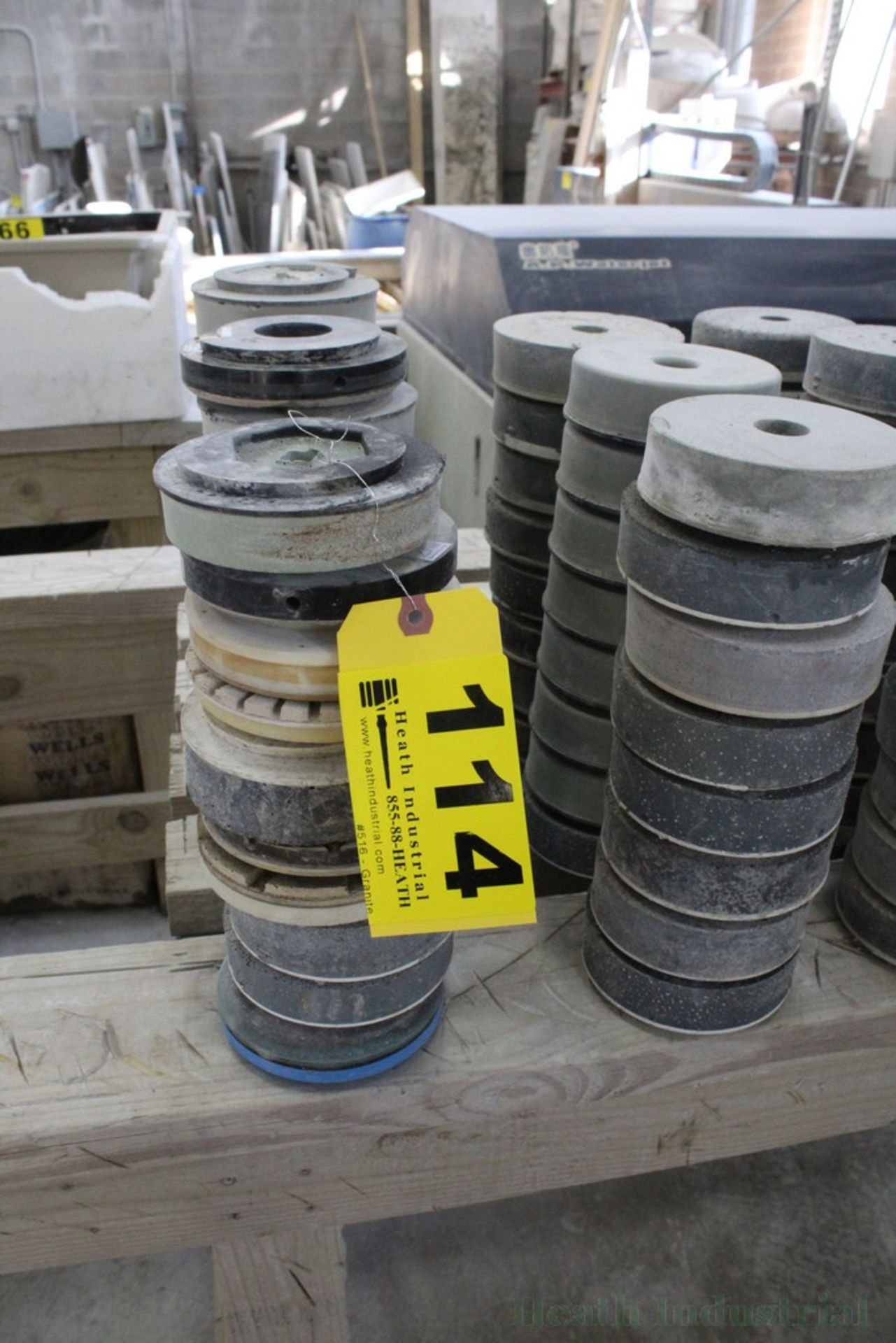 LARGE QTY OF GRINDING WHEELS IN 6 STACKS