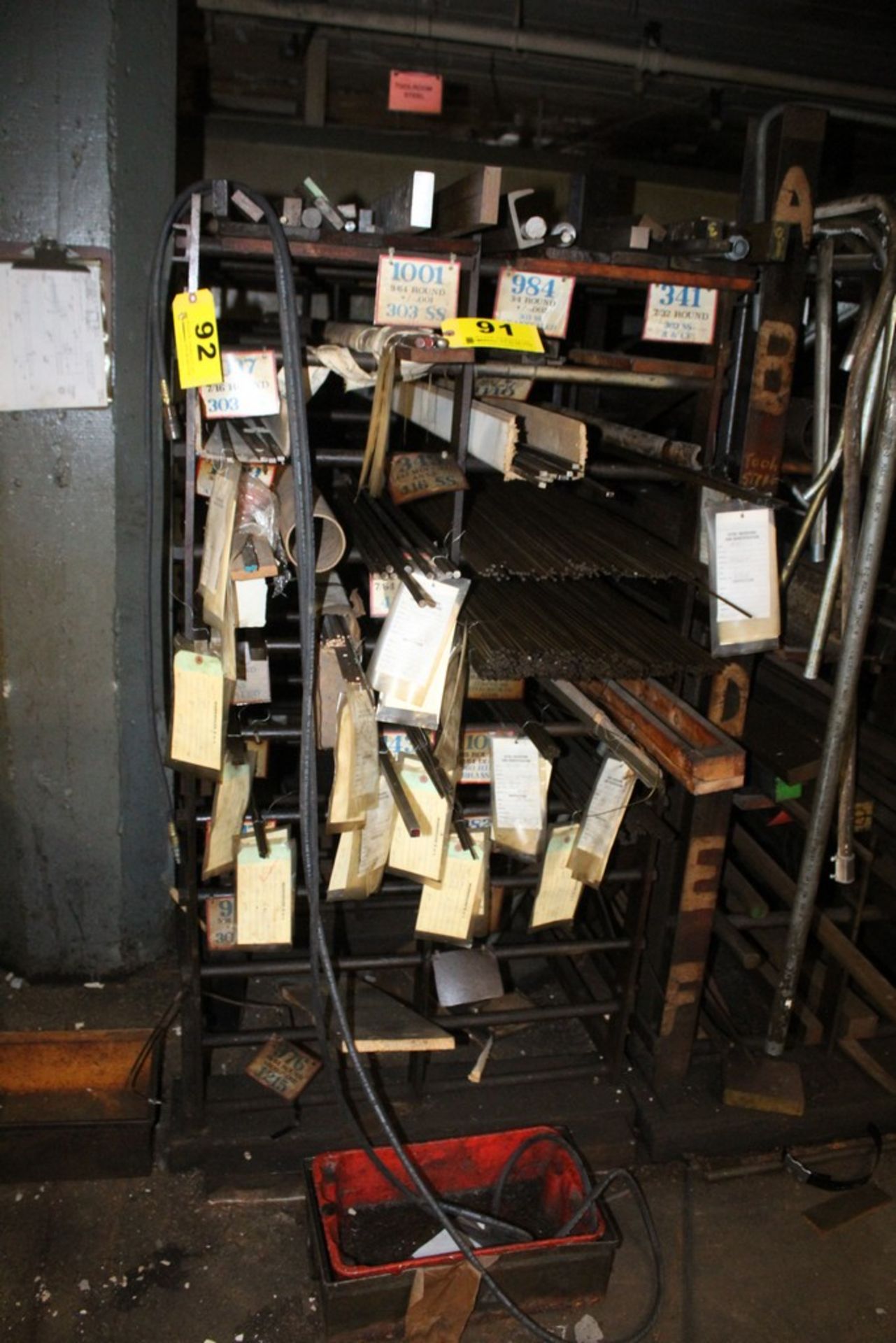 LARGE QTY OF STEEL STOCK ON RACK