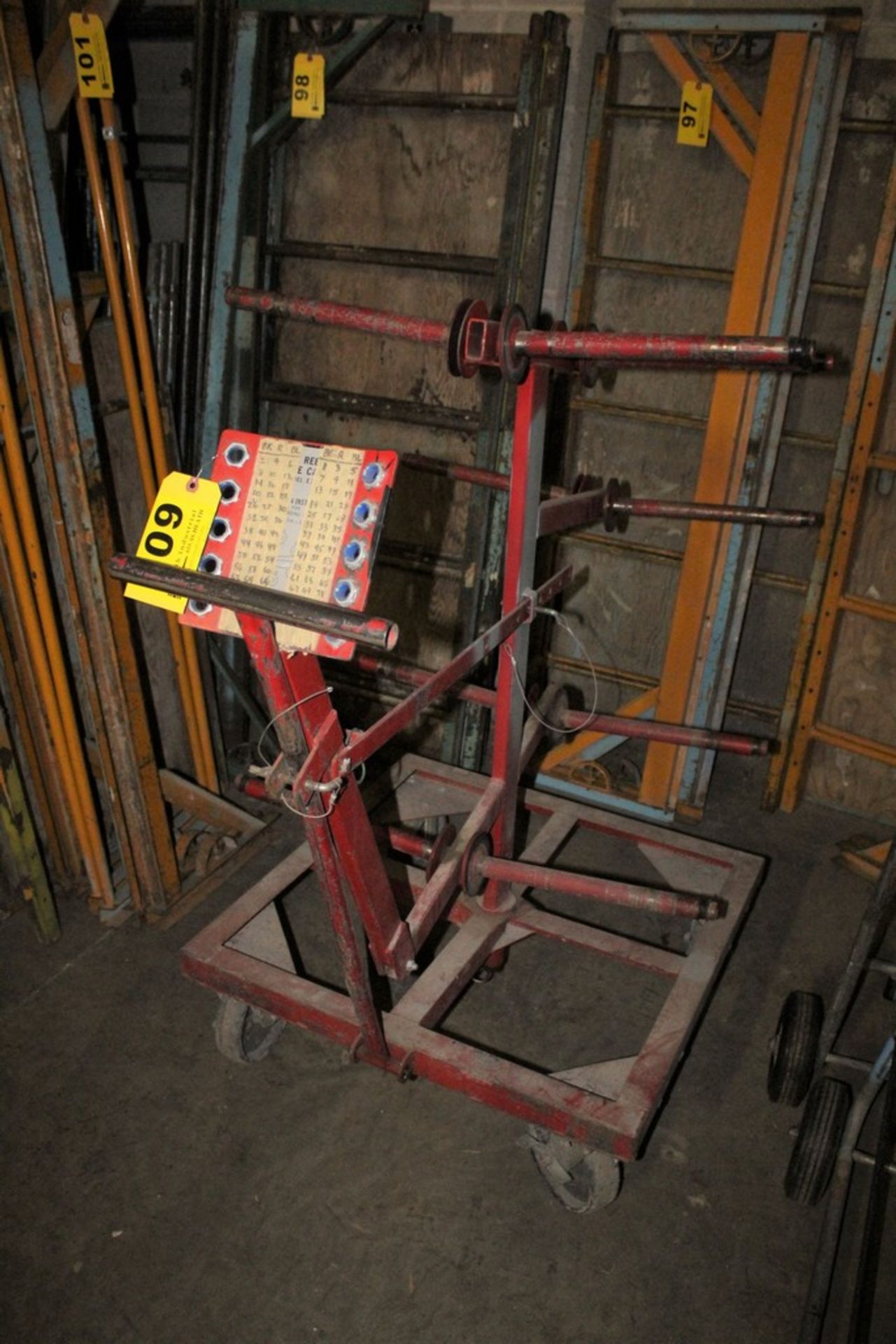 WIRE SPOOL FOUR WHEEL CART