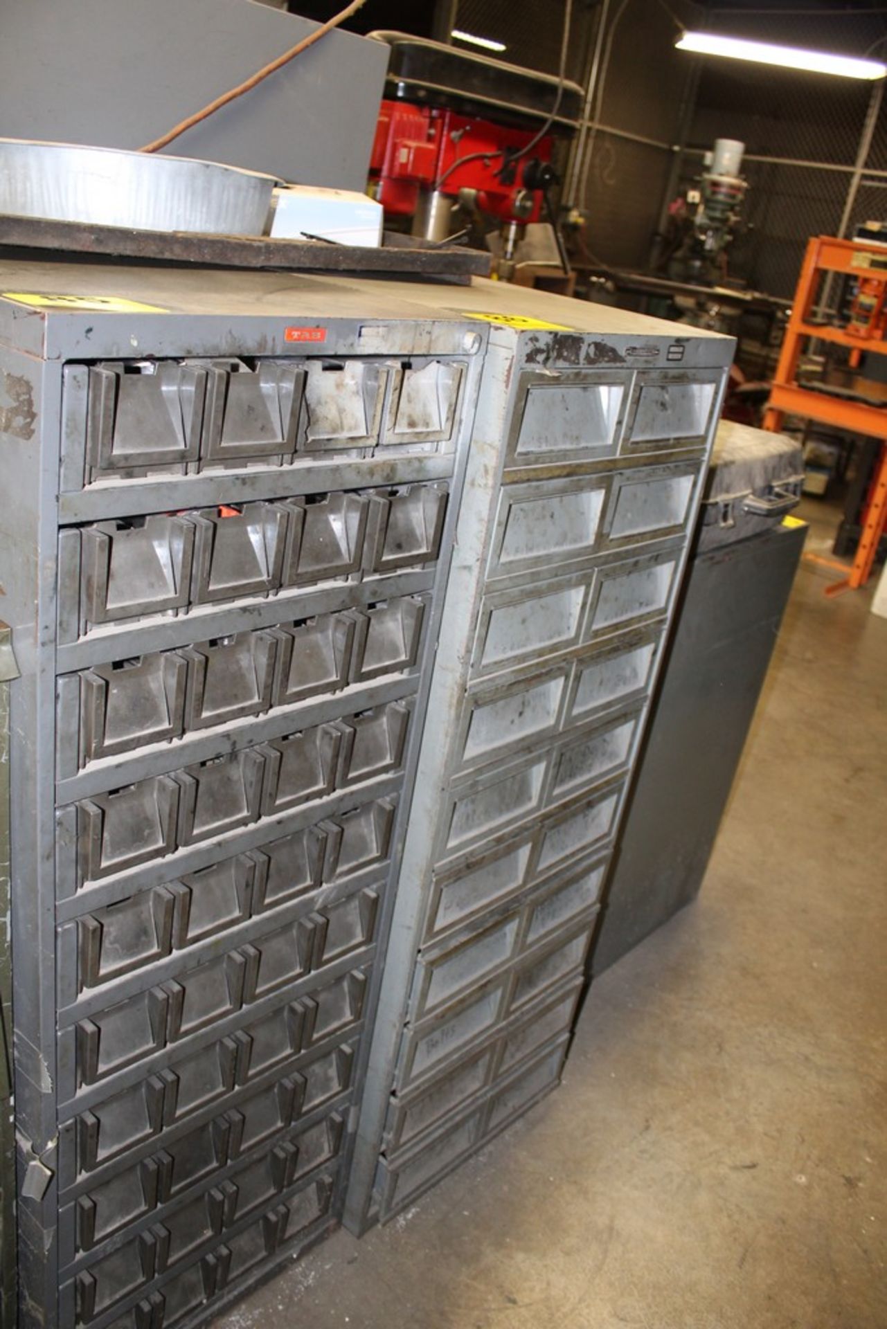 TEN DRAWER CABINET WITH CONTENTS, 19" X 28" X 52"