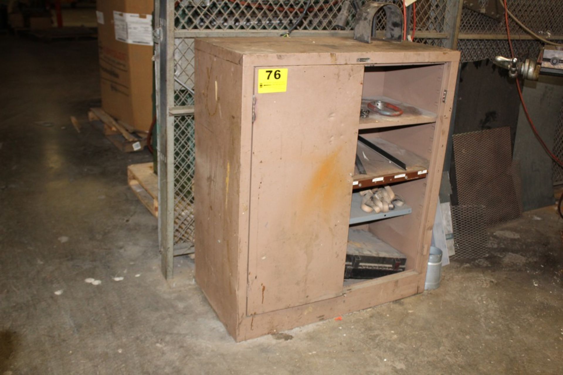 STEEL CABINET WITH ASSORTED BRASS & BRONZE CONTENTS, 6" X 18" X 43"