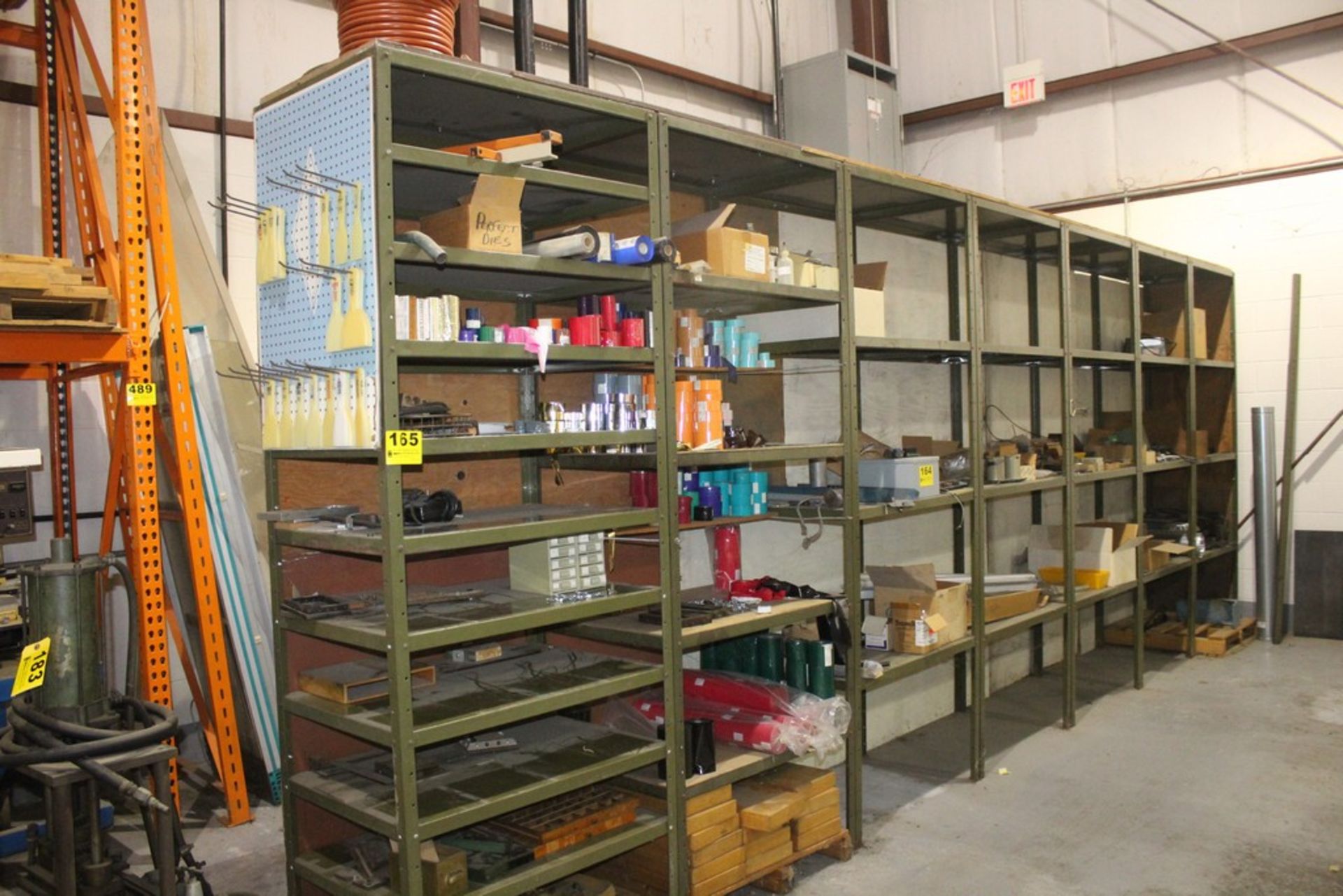 (7) SECTIONS OF HEAVY DUTY ADJUSTABLE STEEL SHELVING 37"X25"X96"