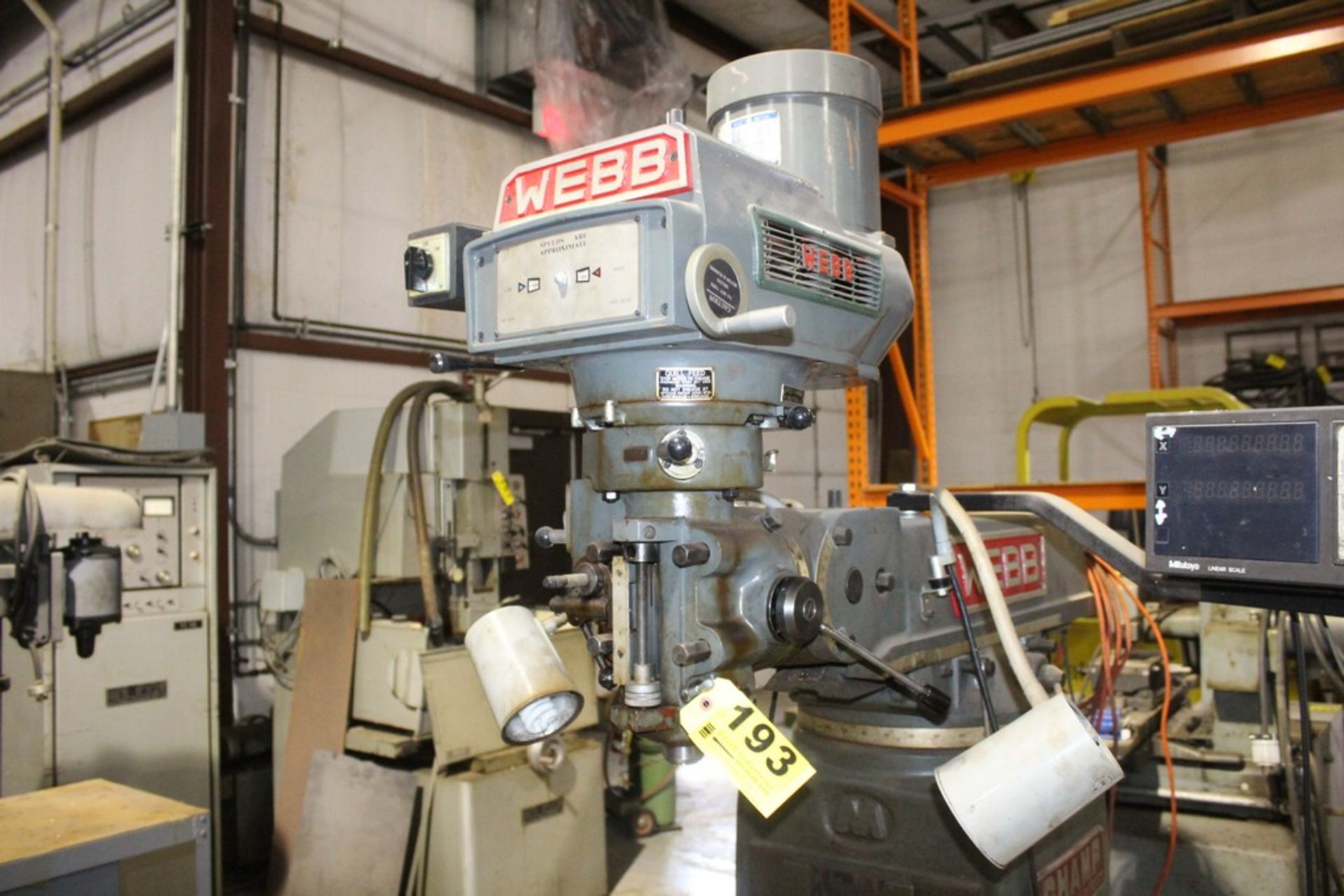 WEBB 3HP MODEL CHAMP VARIABLE SPEED RAM TYPE VERTICAL MILLING MACHINE S/N 6553 WITH 48" TABLE, - Image 2 of 6